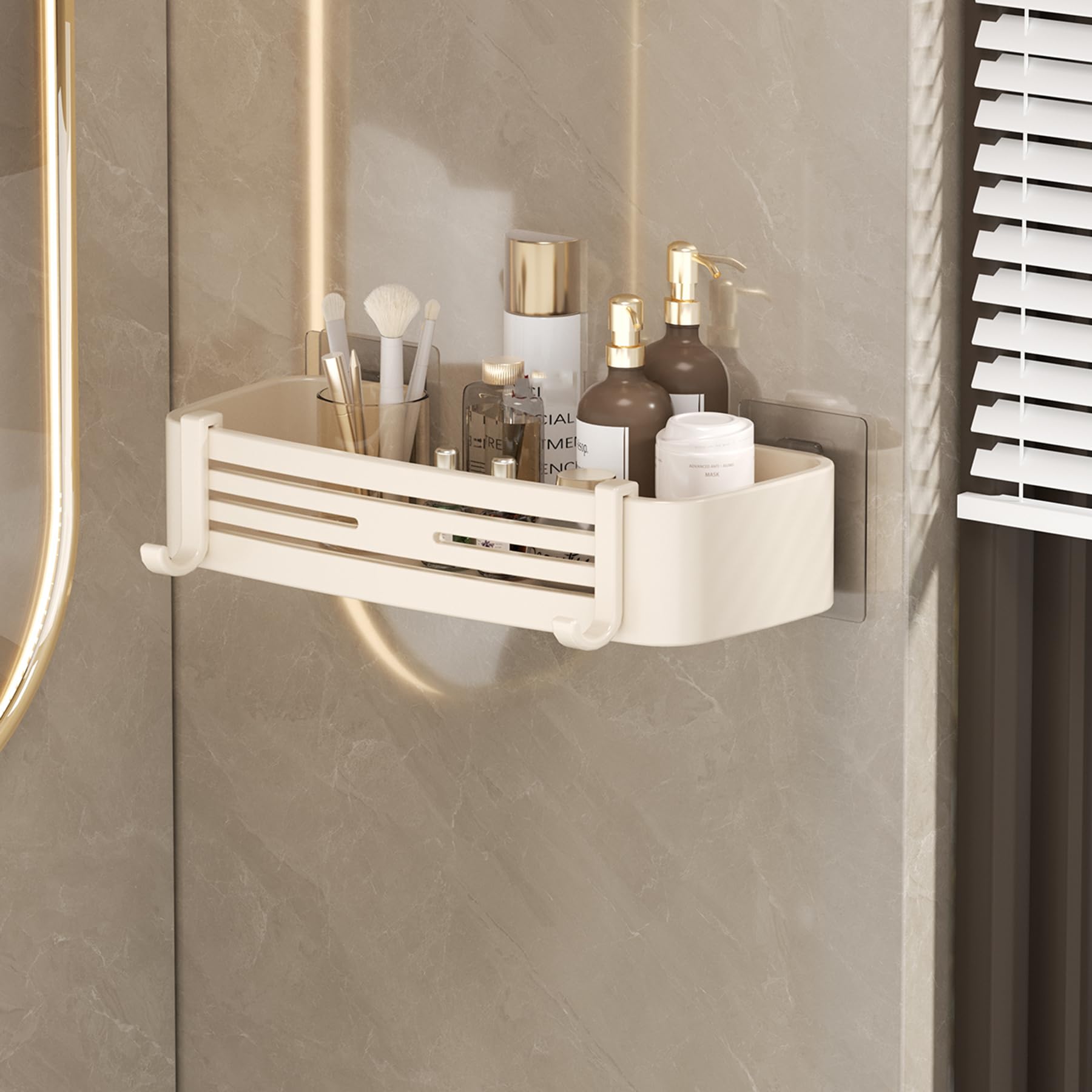 SRURLLUG Adhesive Shower Caddy No Drilling Rustproof Bathroom Shower Shelves Wall-Mounted Large Capacity Removable Organizer For Kitchen And