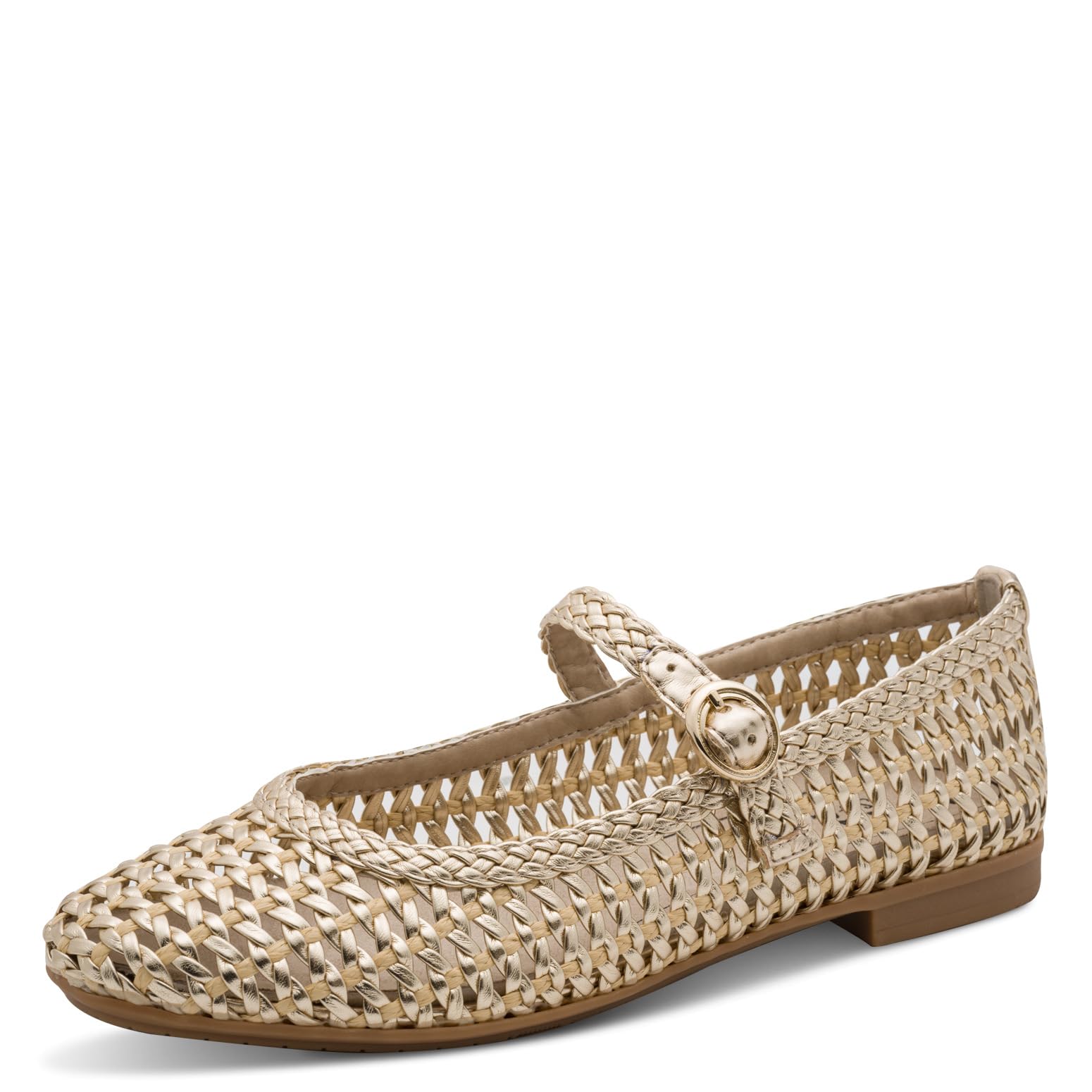 Jana Women's Ballerina Strap Vegan Ballet Flats, Champagne, 38 EU