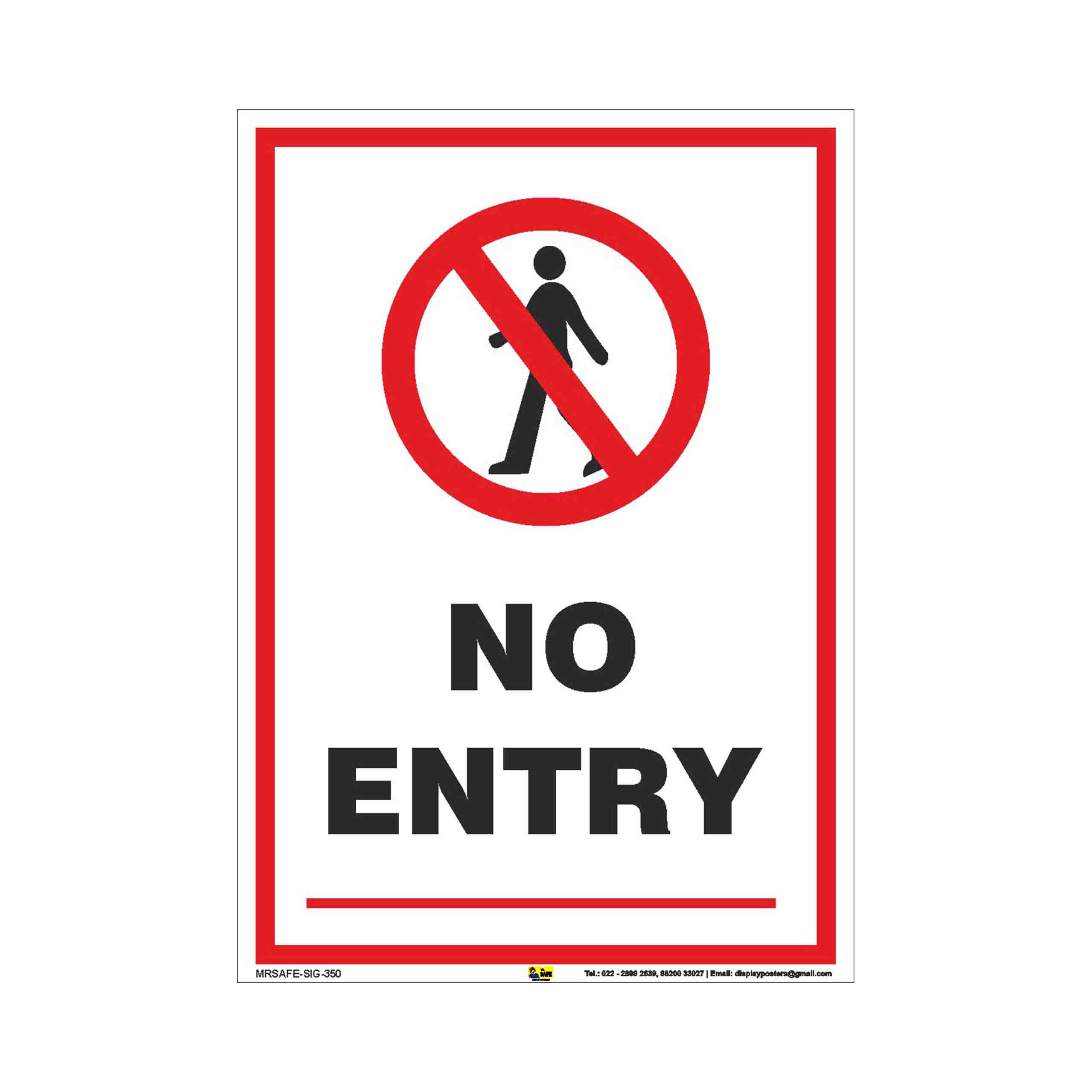 Mr. Safe - No Entry Sign PVC Sticker A5 (5.8 inch X 8.2 inch)