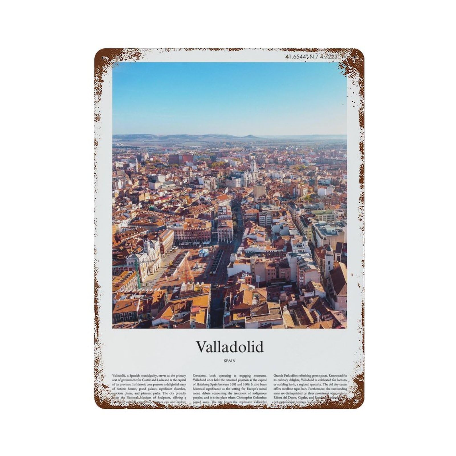 xiaoxiaoshen Valladolid Spain City Scenery Wall Decor Art Metal Tin Poster Modern Home Decor Art Home Bar Shop Decorations Vintage Sign 40x30cm