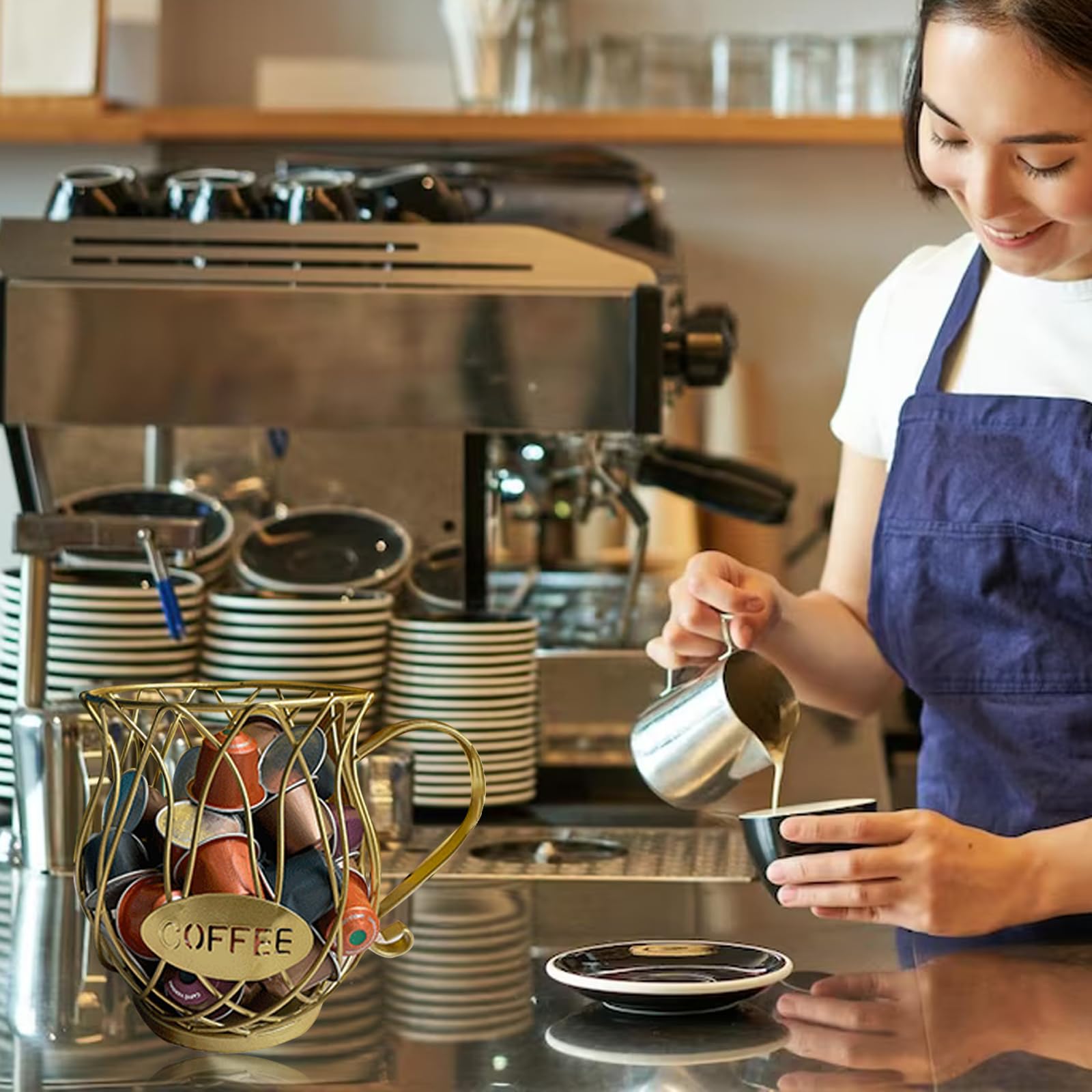 Cesto di immagazzinaggio del caffè, cesto di capsule di caffè, cesto di capsule di caffè, cesto di capsule di caffè, cesto di immagazzinaggio per capsule di caffè, per caffè, casa, hotel, ufficio (oro