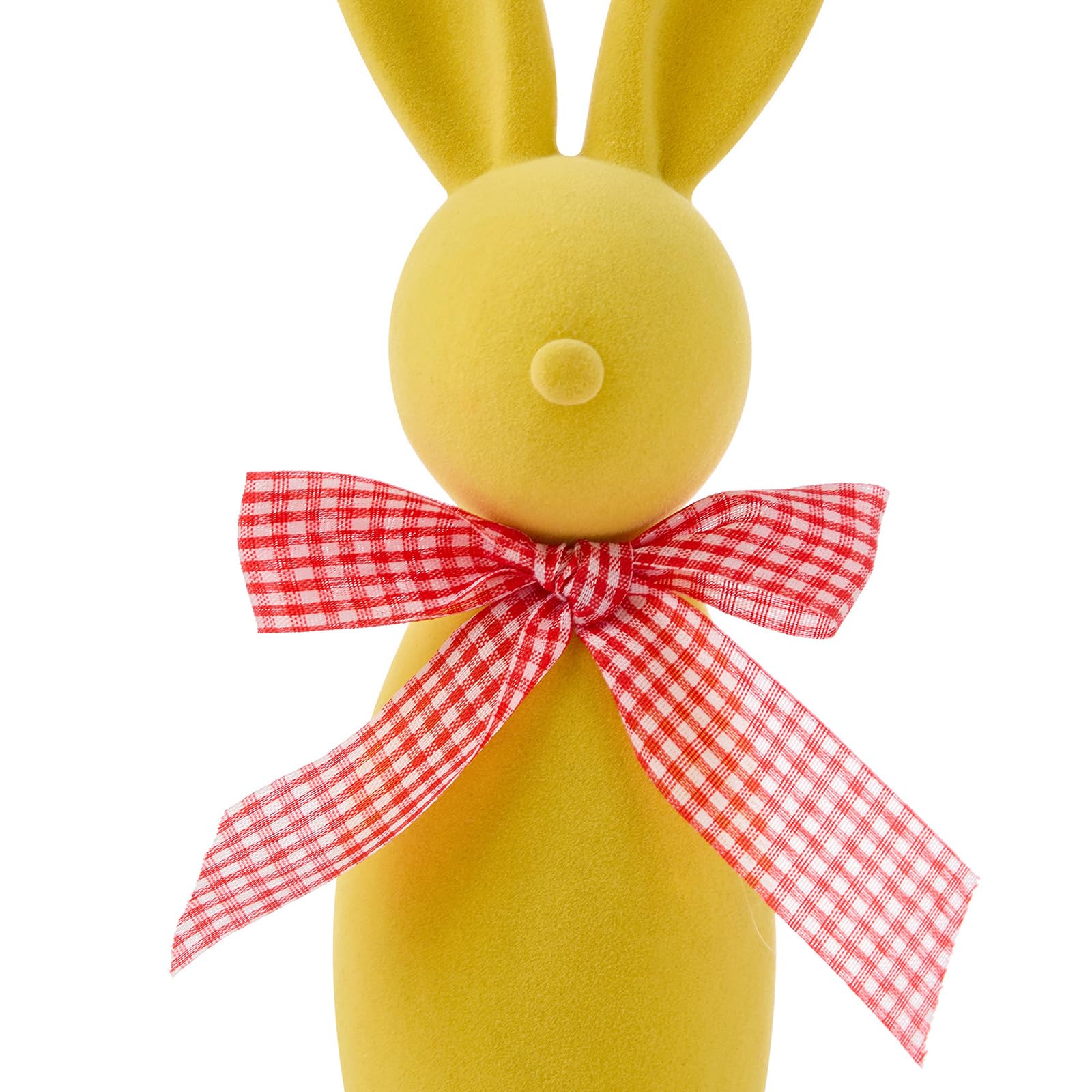 Coniglietto pasquale Figura di coniglio floccato ornamento da tavolo in resina tinta unita coniglietto pasquale decorazione per la casa (giallo, 23,5 cm)