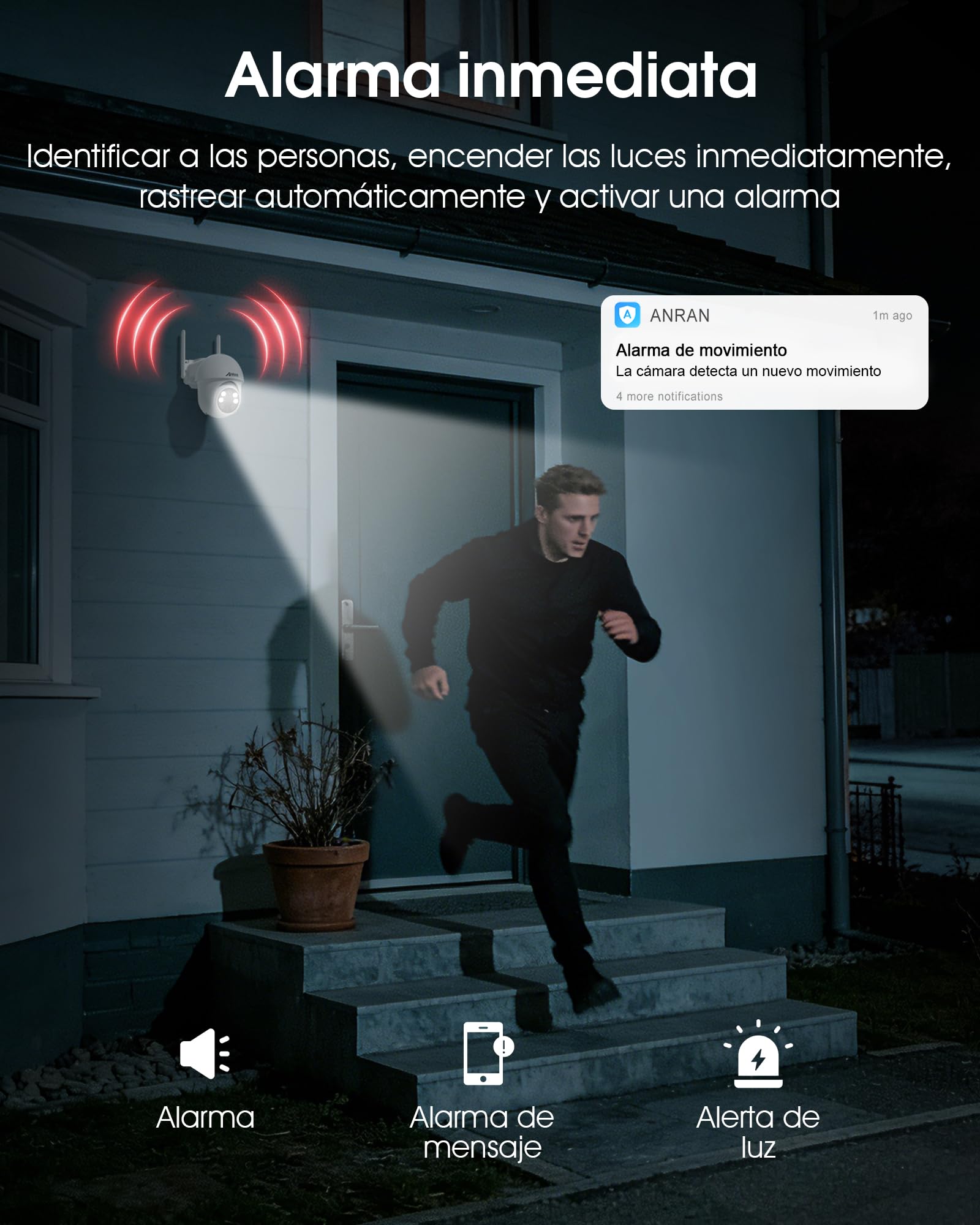 ANRAN Camara Vigilancia WiFi Exterior, 3MP Seguridad Cámara 2,4G/5G WiFi, PTZ 360°, Visión Nocturna, Audio Bidireccional, Seguridad para Hogar, Garaje y Jardín, 2 Unidades