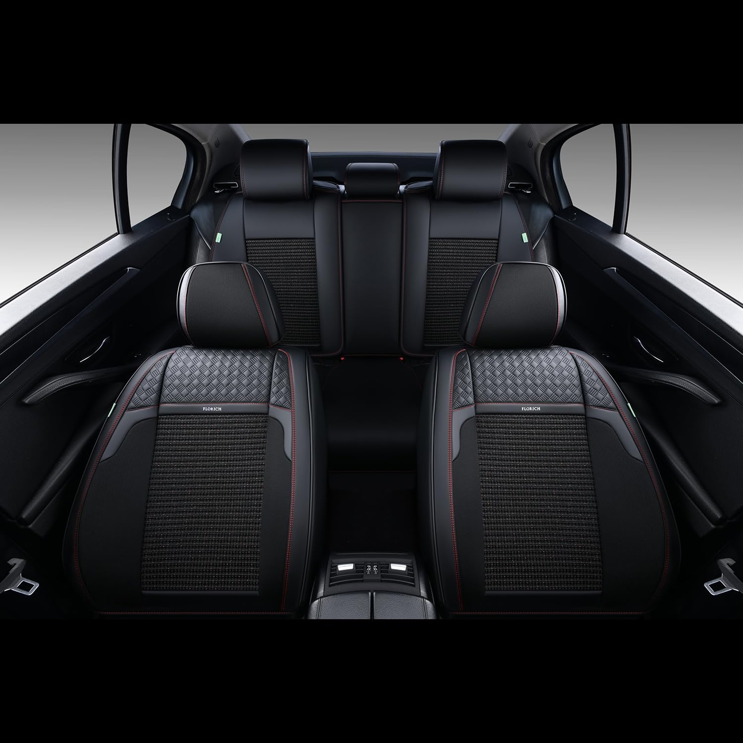 FLORICH Juegos de Funda de Asiento universales 5 plazas, Protector de cojín de Asiento para automóviles de Cuero Artificial Impermeable y Transpirable, Adecuado para la mayoría de los vehículos