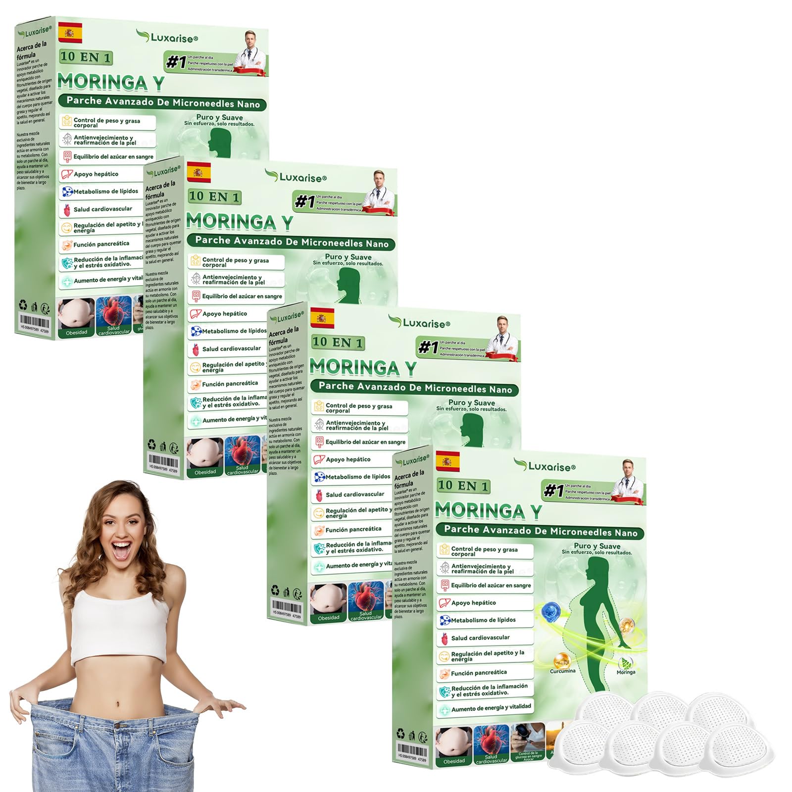 Luxarise 10 EN 1 Moringa Parche Avanzado, para hombres y mujeres (4 Caja)