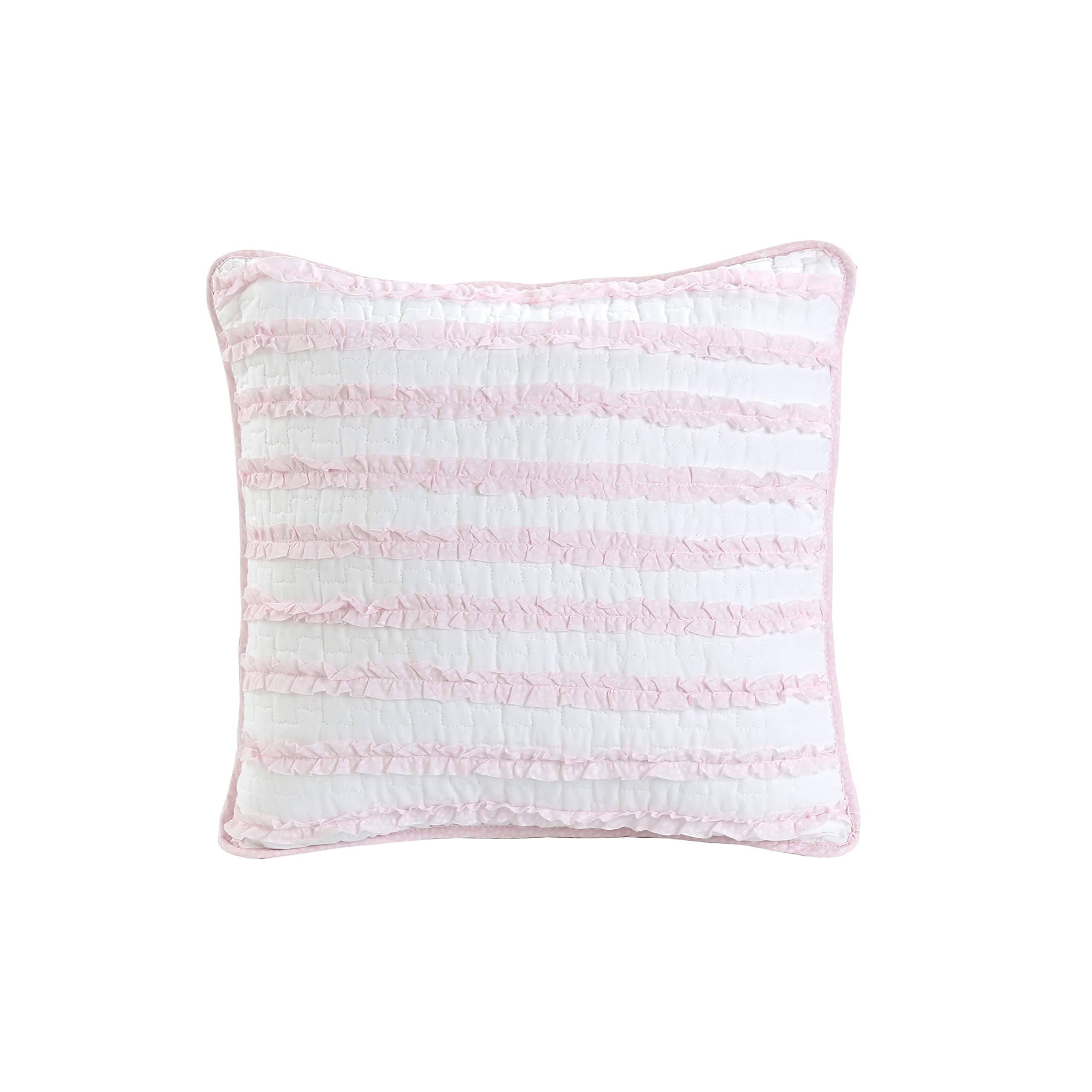Cozy Line Home Fashions Pretty Girly Ruffle Star Stripped Soft Square Décor Decor Throw Pillow, Pink, White
