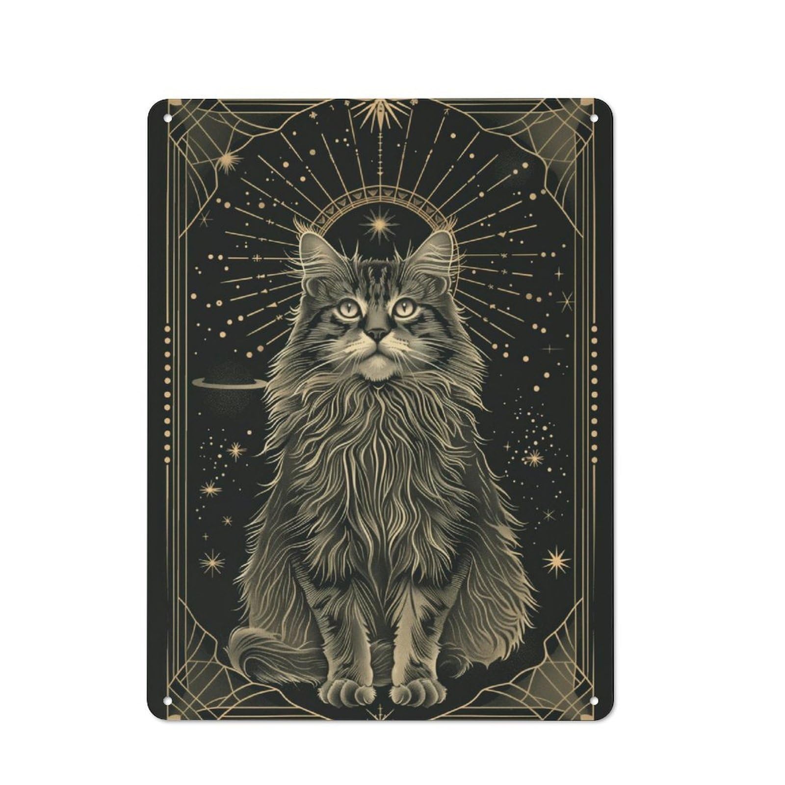 Junmoney Stellar Cat Rustic Metal Sign 40X30cm Featuring For Living Room Wall, For Vintage Wall Decor Fans, For Metal Sign Collectors
