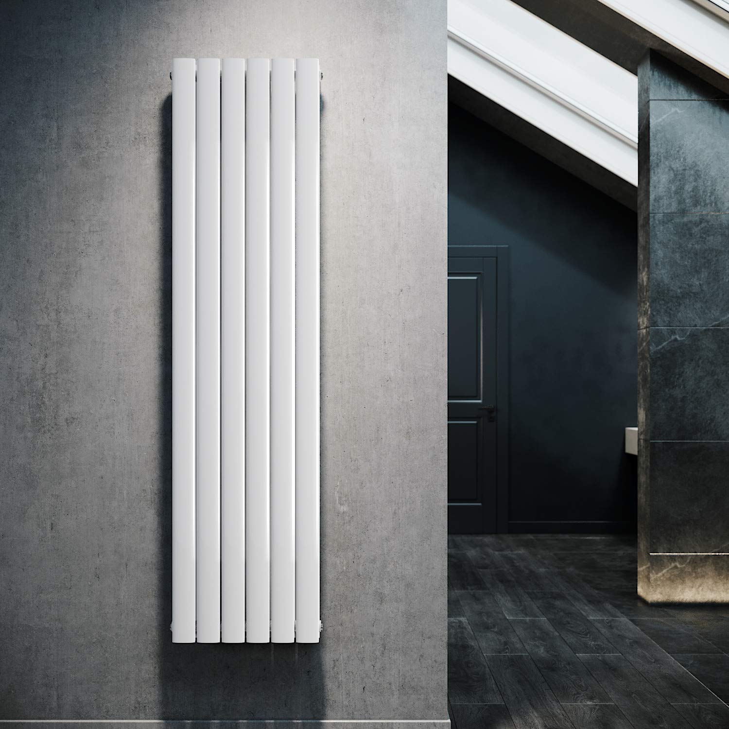 ELEGANT Radiateur à panneau design vertical, blanc, 1800 x 462 mm, double couche, raccord central