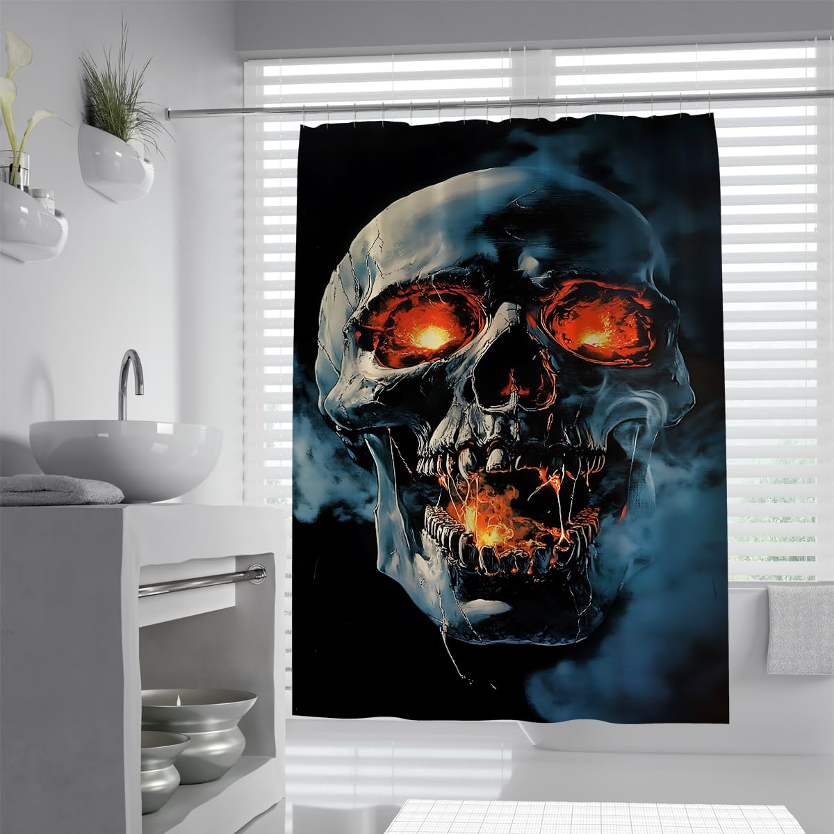 Red Black Gothic Skeleton Duschvorhang Halloween Badezimmer Bad 200x220cm