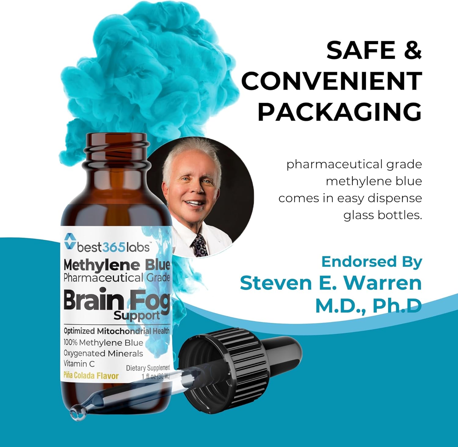 Methylene Blue Pharmaceutical Grade, USP Grade, Third-Party Tested with Vitamin C - Memory Booster - Improves Cognitive Function and Focus - Clear Thoughts and Reduced Fog - Liquid Supplement - Image 5