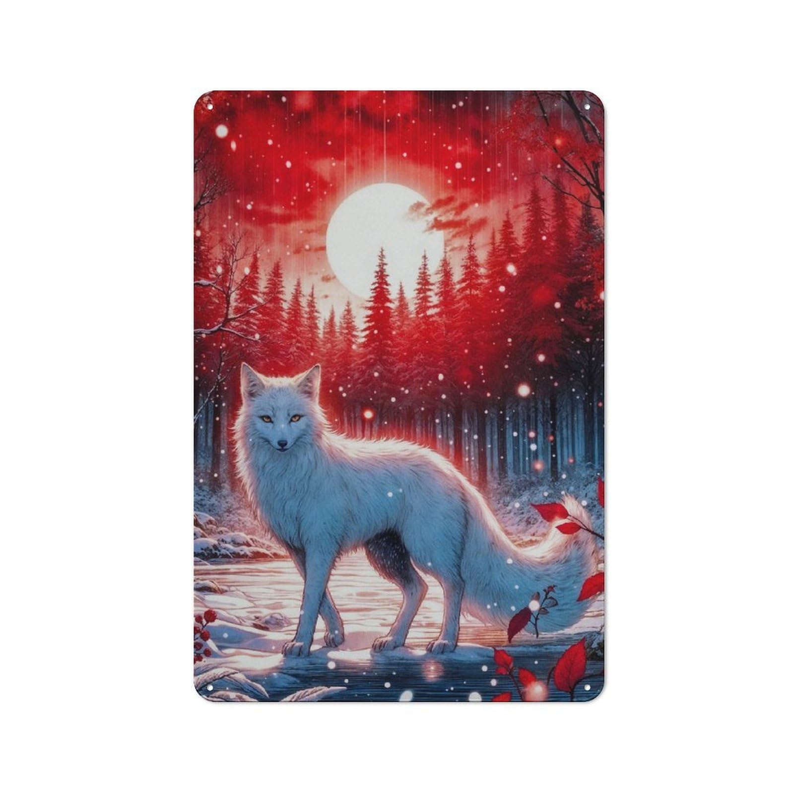 Junmoney Ghost Wolf Classic Metal Wall Sign 30X20cm, Pub Wall Decor For Diner, Restaurant, Shed Or Kitchen