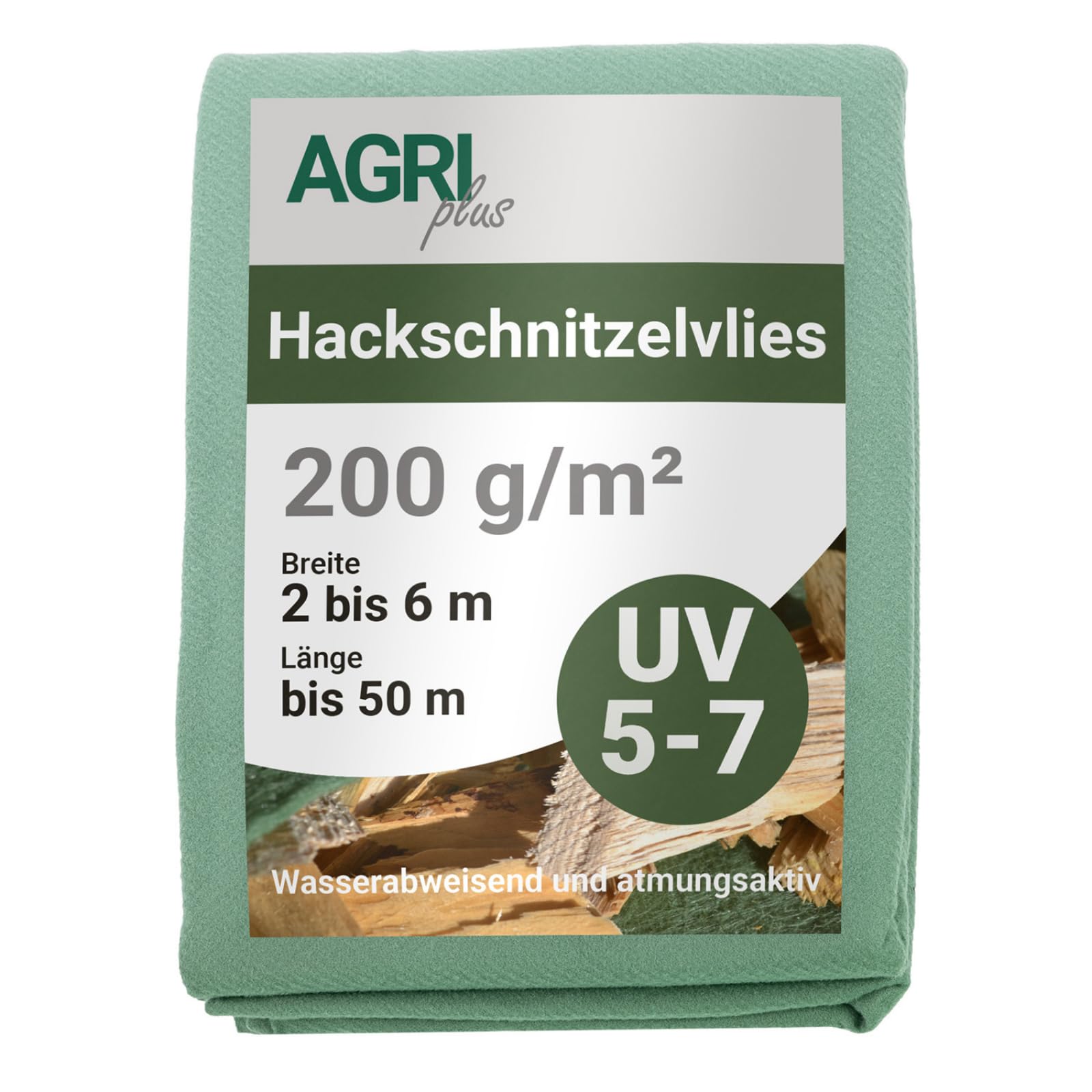 AGRI plus Hackschnitzelvlies I 4 x 6 m I Verschiedene Maße I Reißfestes 200 g/m² Abdeckvlies für Hackschnitzel I Vlies für langfristigen Schutz I Hackschnitzel-Abdeckung wetterfest & UV-beständig
