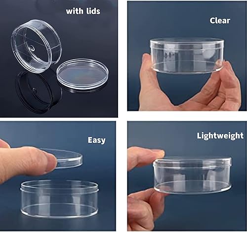 Miniatura 3 de Caja de acrílico redonda transparente con tapa, 4 piezas, pequeñas cajas de acrílico para dulces de Halloween, caja circular, pequeña caja