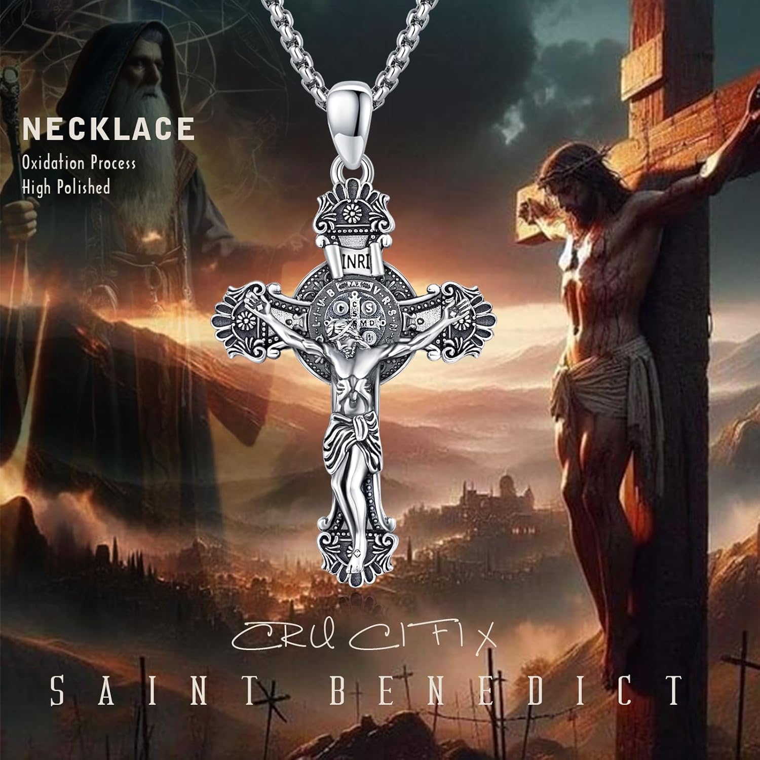 925 Sterling Silver Patron Saint Necklace Amulet Protection Pendant Religion Jewelry for Men Women With Stainless Steel Chain and Gifts Box - Image 8