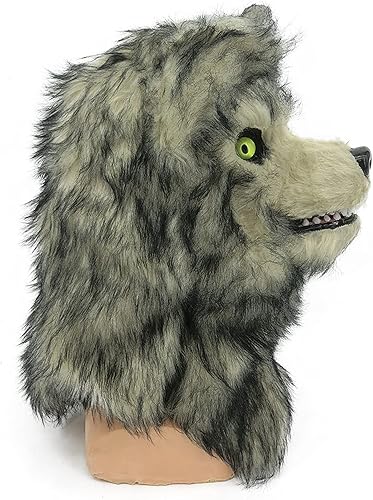 Miniatura 7 de HAO Máscara de terror realista de Halloween con mandíbula móvil, máscara de cabeza de lobo movible para fiesta de Halloween, disfraz de lobo para