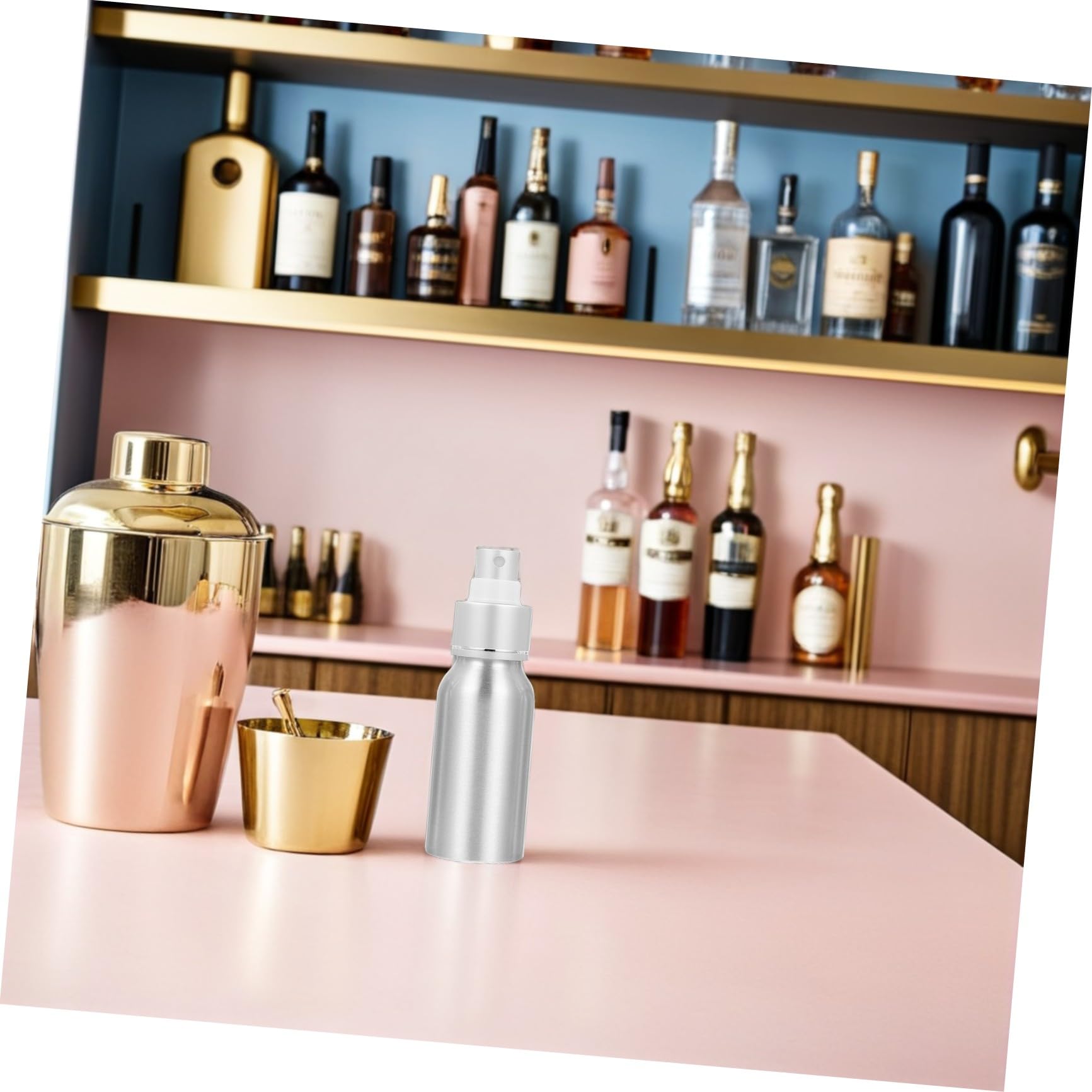 Supvox 2 Stück Wiederbefüllbare 50ml Cocktail Sprühflaschen aus Aluminium und Pp Tragbare Bitterflaschen für Zuhause und Reise Silberfarbene Leere Flüssigkeits Sprayer