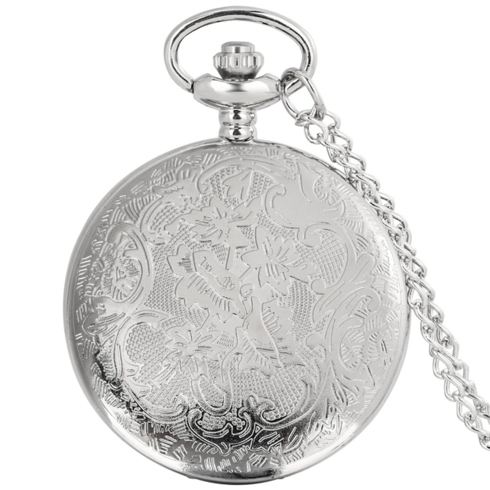Relojes de Bolsillo, Reloj de Bolsillo Cuarzo Vintage Grande, Colgante, Collar(Silver)