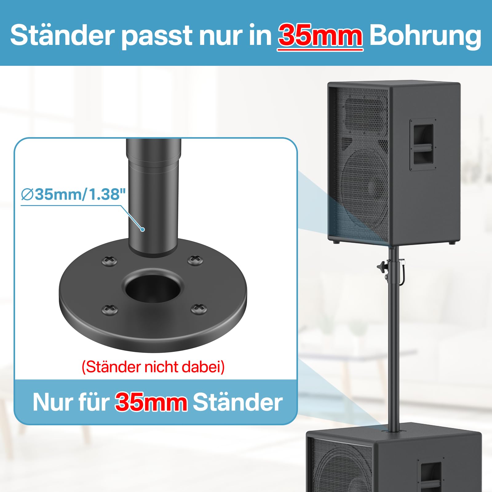 Notiela Supporto per subwoofer ad alta resistenza altezza regolabile 35 mm adattatore estensione altoparlanti 121 libbre 1 confezione