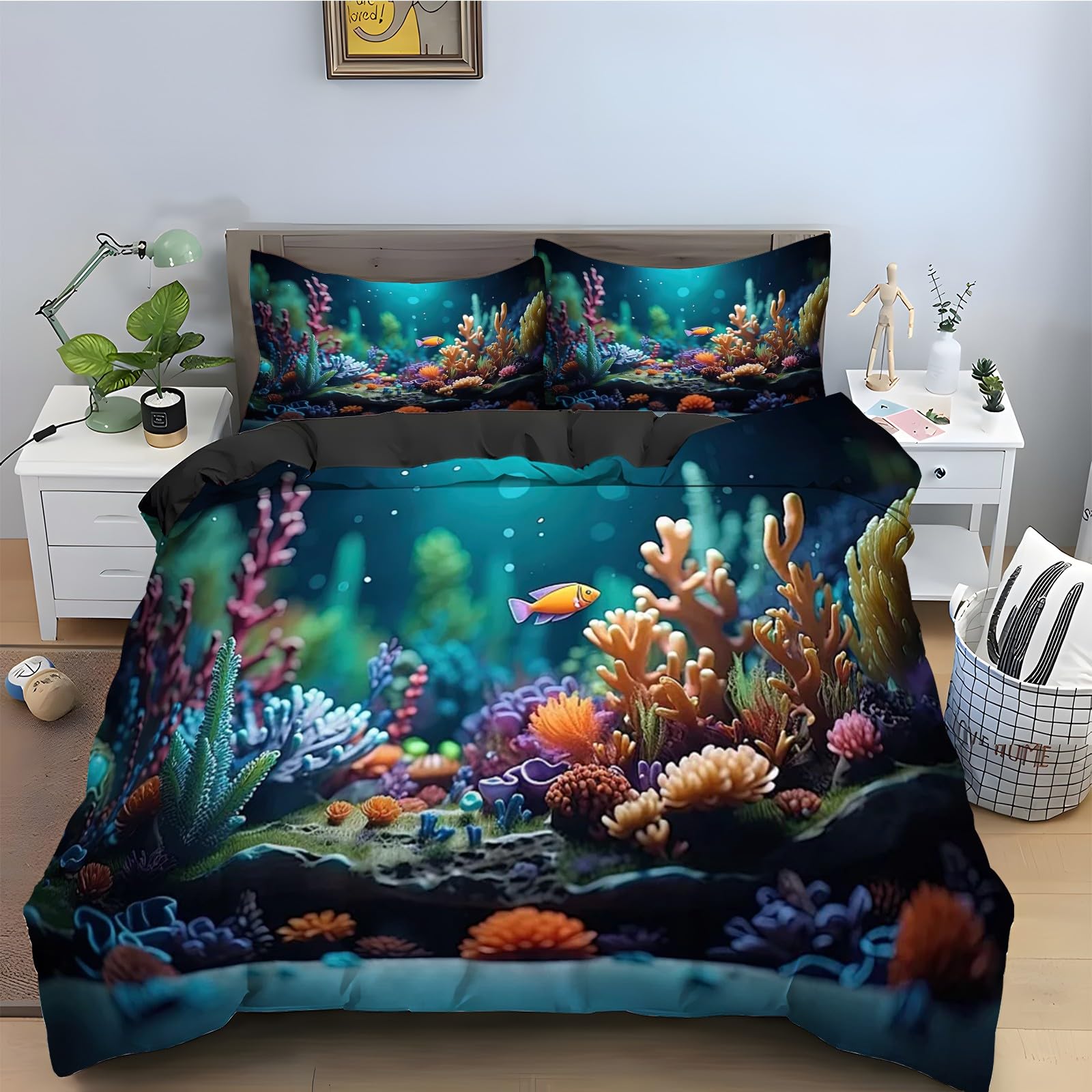 Parure de lit poisson rouge en microfibres douces zippée 220x240