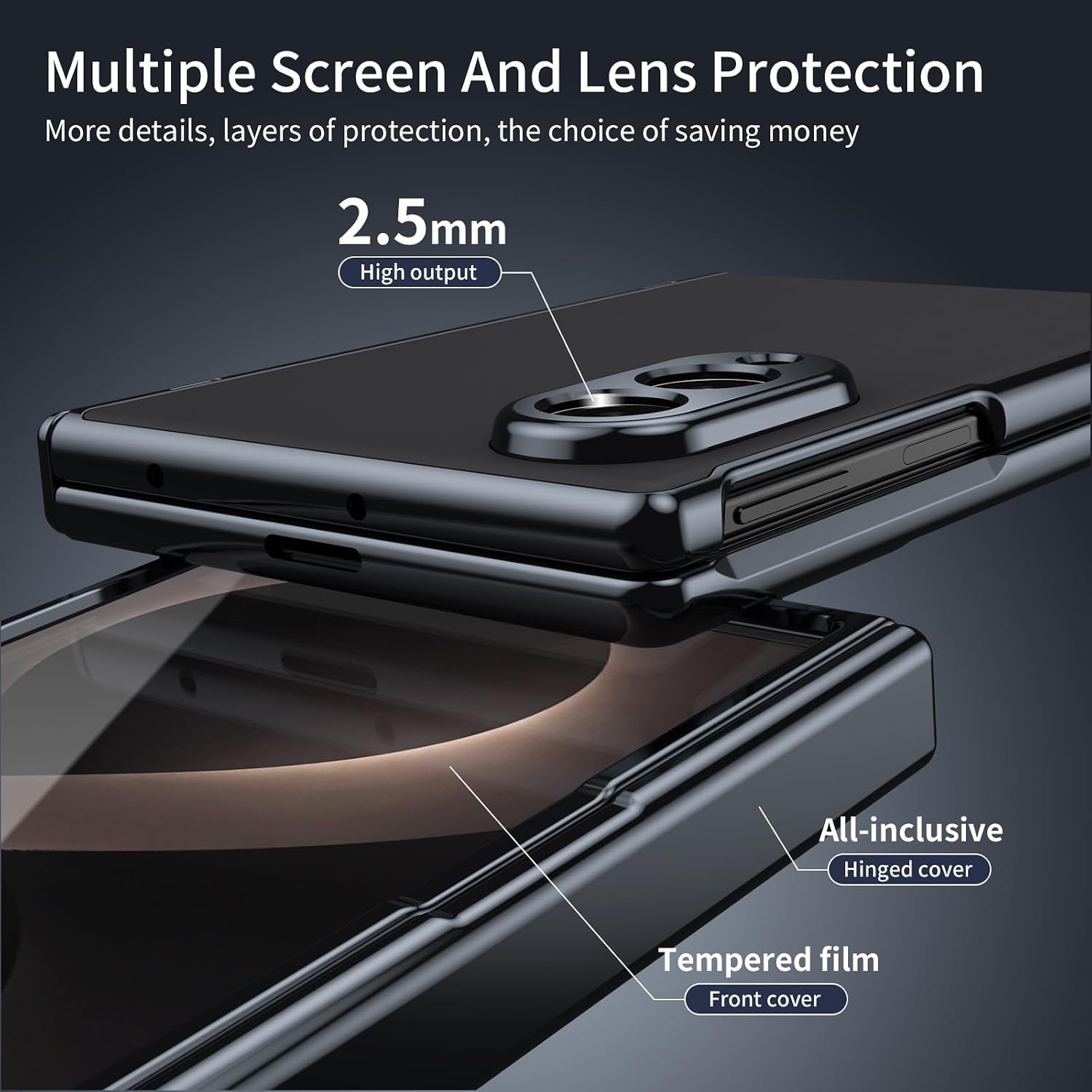 Back Cover for Samsung Galaxy Z Fold 8 Case, Front & Back Frosted Case Cover with Tempered Glass & Hinge Protection (Black, Samsung Galaxy Z Fold 8 Wide) — Amazon image 8