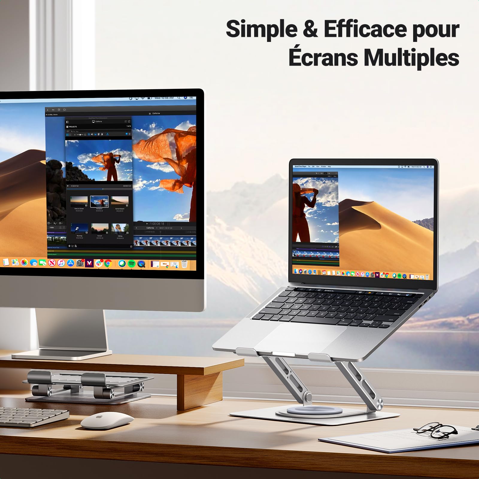 UGREEN Support Ordinateur Portable Rotatif 360 Degrés Support PC Portable Bureau Réglable Pliable Ergonomique Refroidissement Laptop Stand 10 à 17,3 Pouces Compatible avec MacBook Air Pro Dell