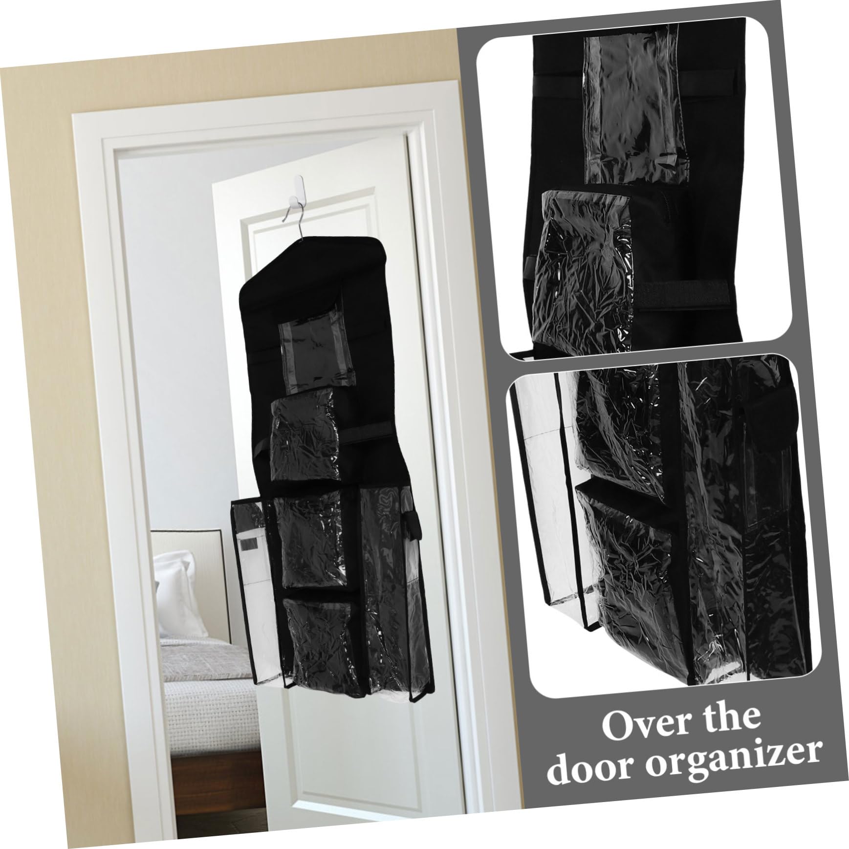 LOPUNER Türhänger Organizer für Geschenkpapier Aufbewahrungsorganizer mit Haken Polyester und Kunststoff Schwarz für Ordnung im Schrank