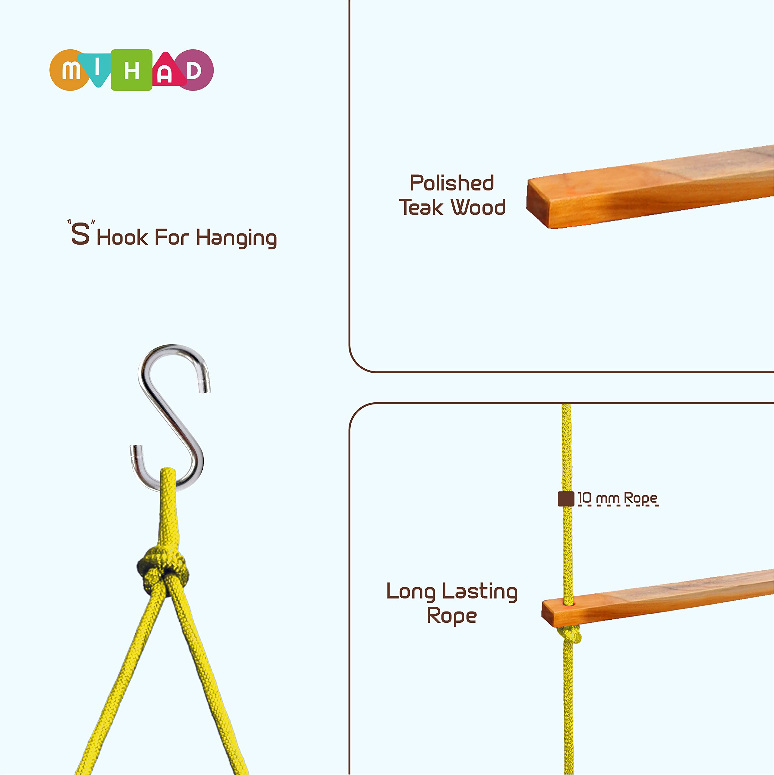 Rope Climbing Ladder Indoor/Outdoor for Kids - Kid Ladder for 4 to 10 Years (Yellow) 1