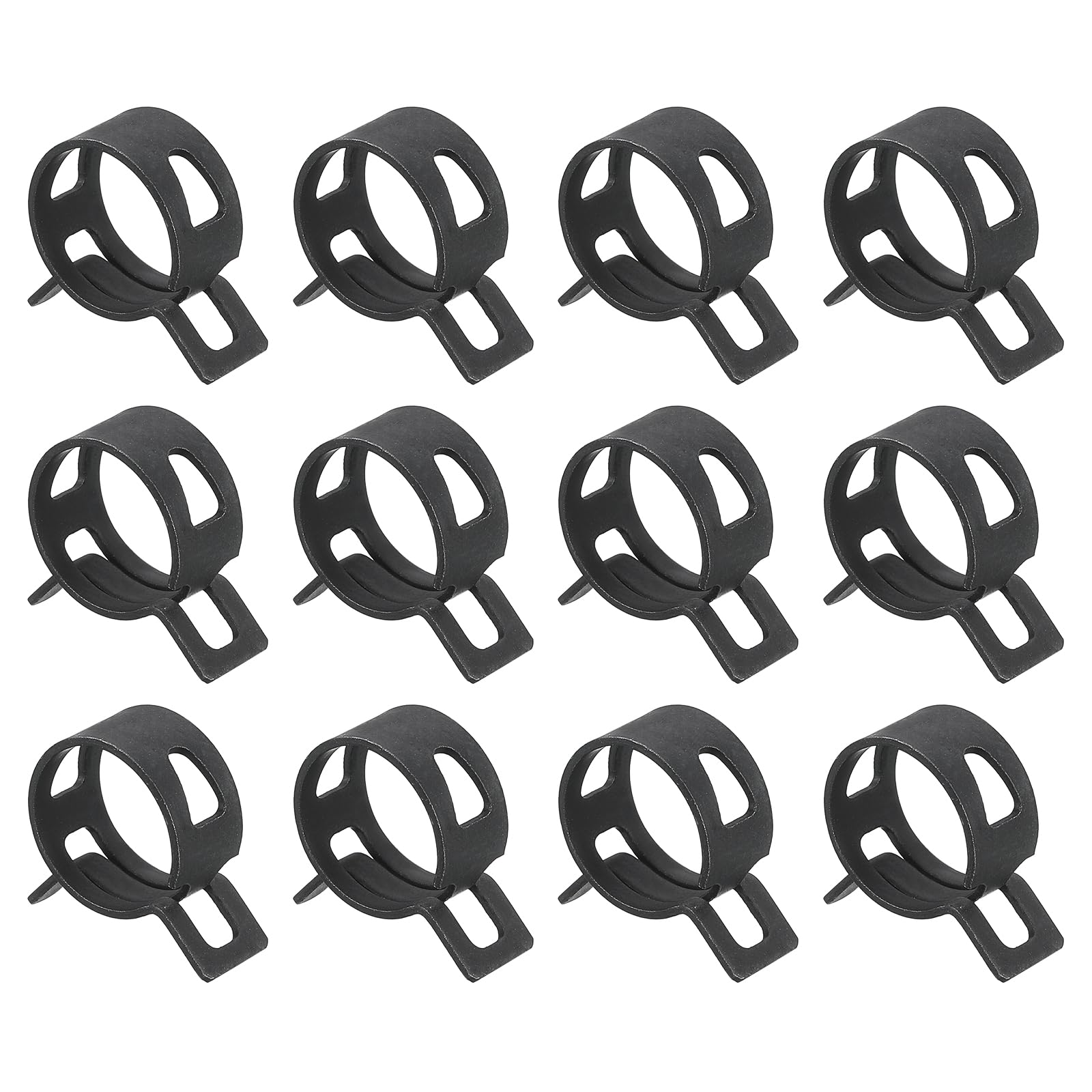 Sourcingmap 12Pcs Spring Band Type Action Fuel/Silicone Vacuum Hose Pipe Clamp