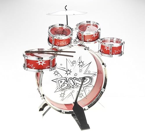 Miniatura 6 de PowerTRC Juego de instrumentos de batería musical  Tambor de juguete para niños  El juego incluye 6 baterías, platillo, silla, pedal de patada,