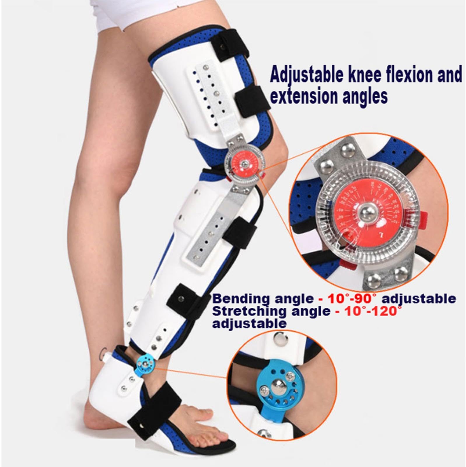 Rodillera Articulada ROM Inmovilizador de Rodilla Postoperatorio Rodillera Pierna Ortopédica Patelar Estabilizador Rodillera de Bloqueo con Estabilizadores Laterales Para ACL,Meniscus Tear,Right