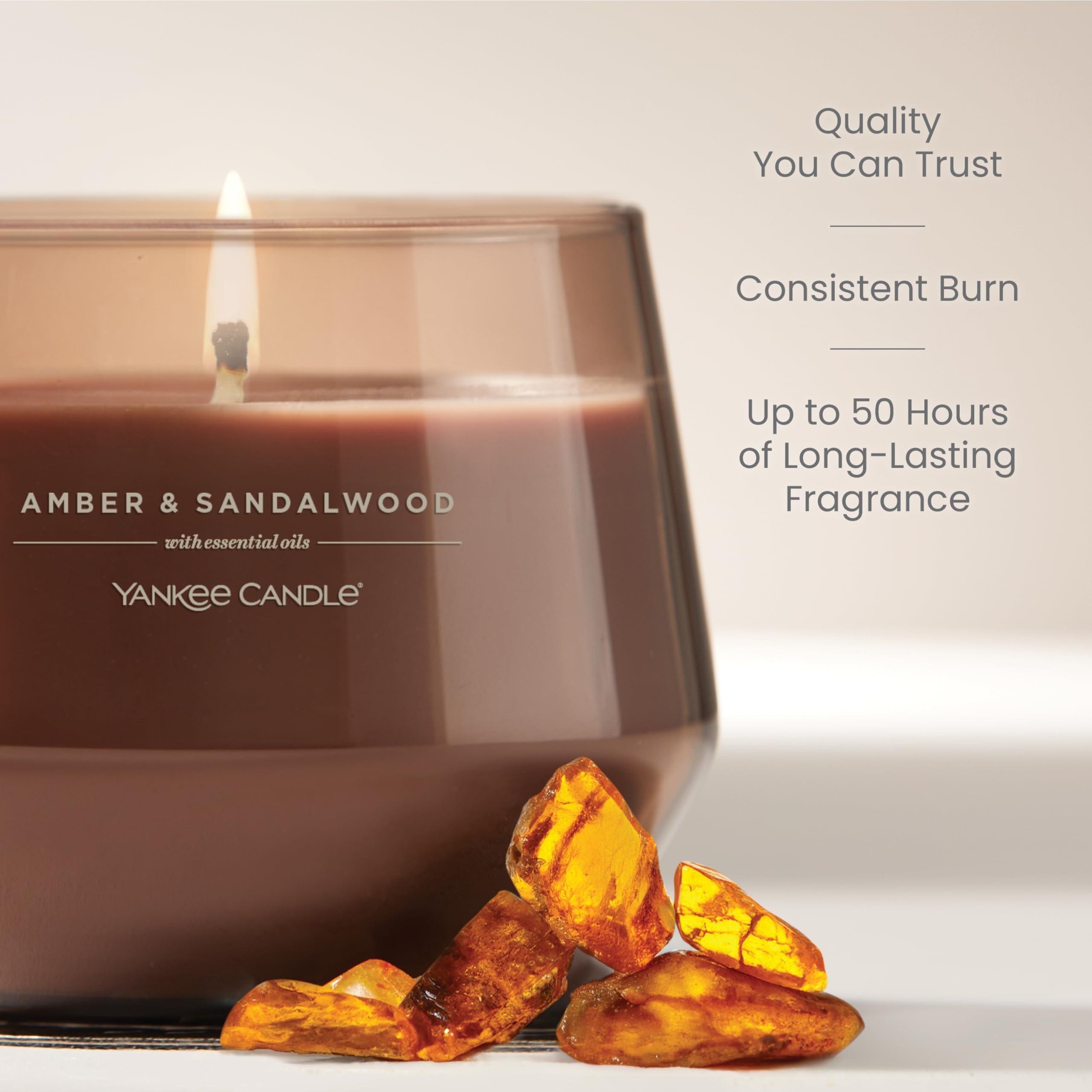 Candele profumate Studio di Yankee Candle |media Amber & Sandalwood |di lunga durata: 40-65 ore| Elegante design in vetro | Regalo perfetto per le donne, per le mamme,di nozze e altro ancora
