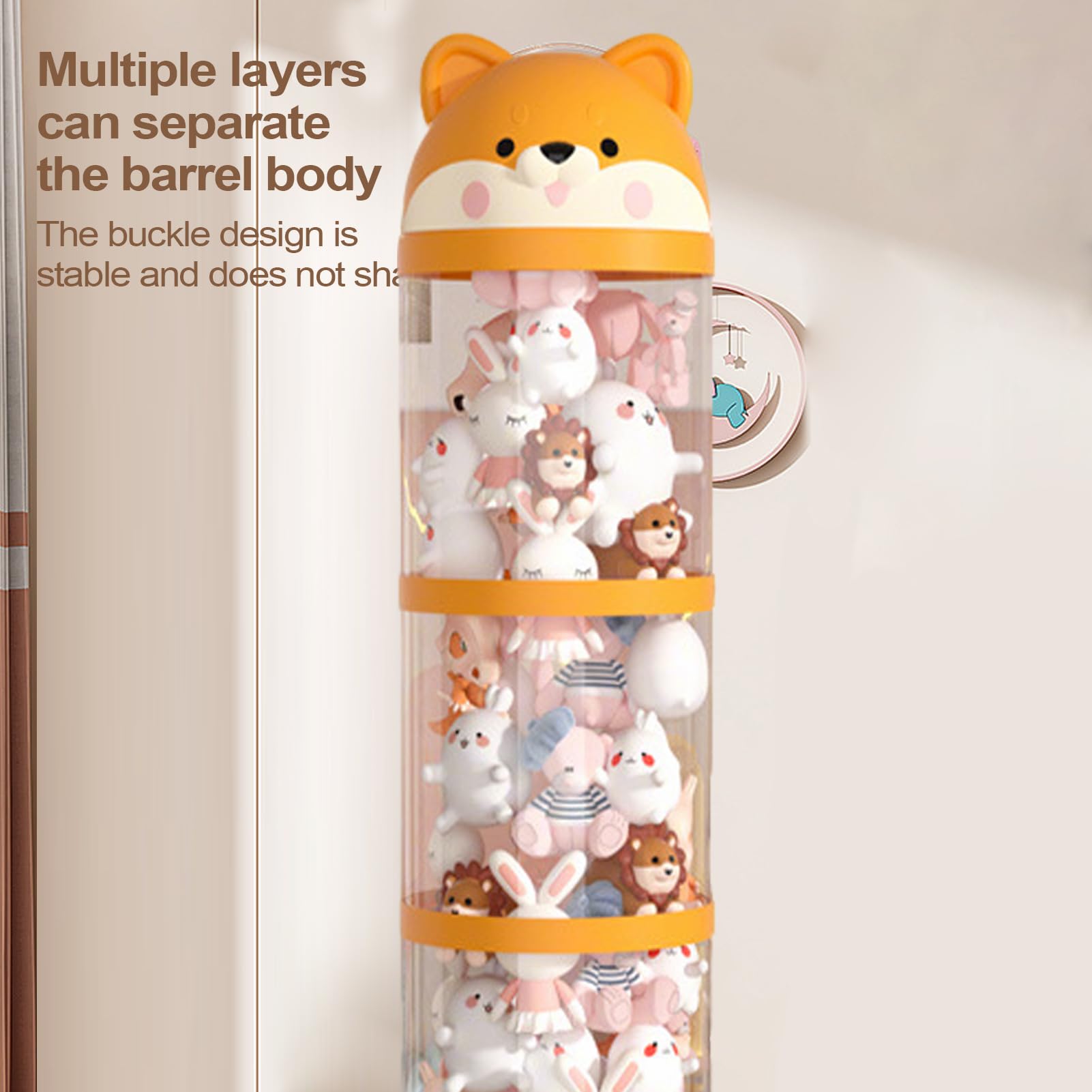 Yanayi Porte Peluches,Organisateur De Peluches Tube De Stockage Jouets - Tour Mignonne à Roulettes Grande Capacité, Organisateur De Doudou Déco Maison Pour Chambre D'Enfant Et Chambre à Coucher