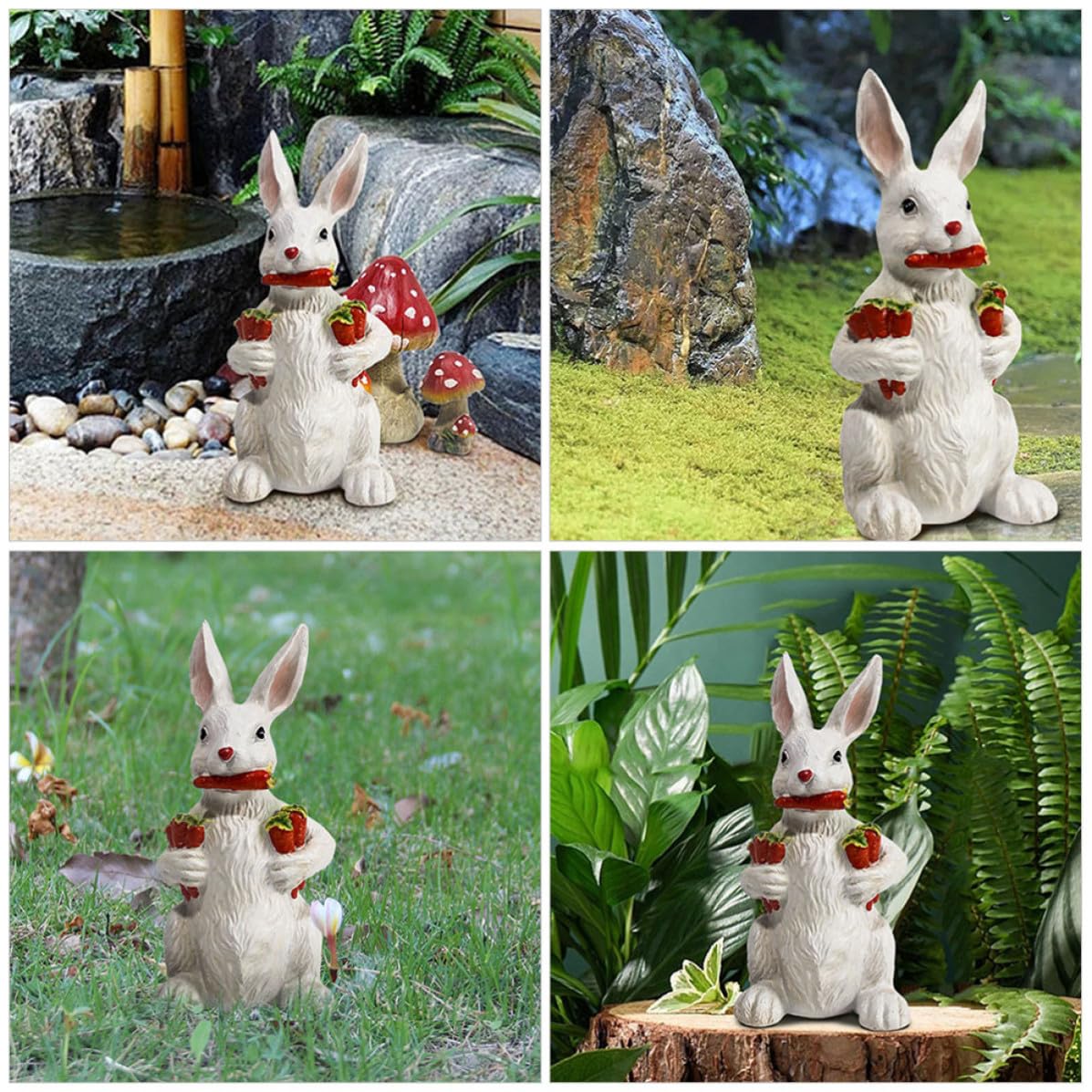 DOITOOL Figurine de Lapin en Résine Blanc pour Décoration de Table, Ornement Artisanal pour Chambre ou Jardin, Style Moderne et Campagne, pour Pâques