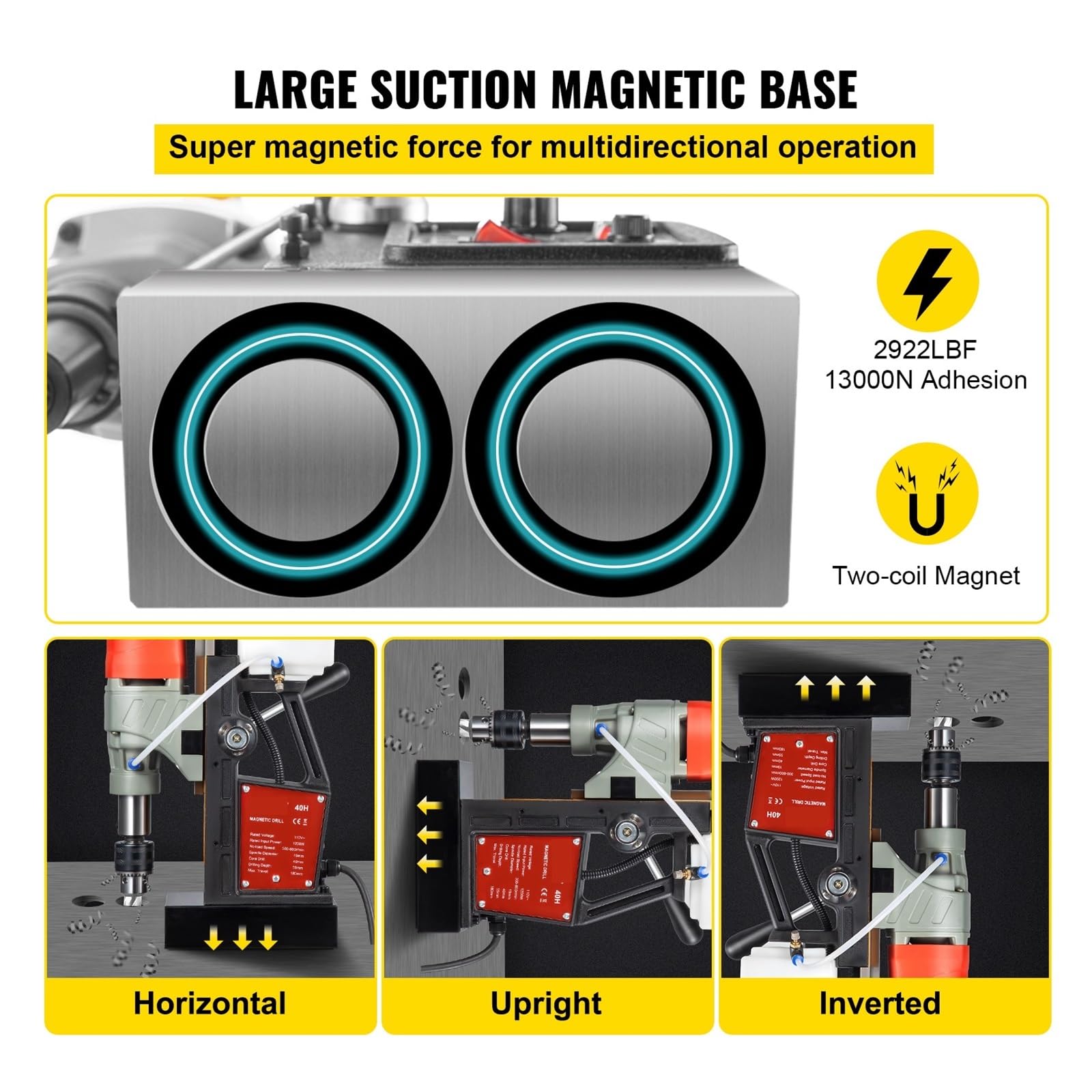 EDEDE Taladro magnético de 1200W y 40mm, 13000N, Banco eléctrico mag, máquina Perforadora for Estructura de Acero de ingeniería