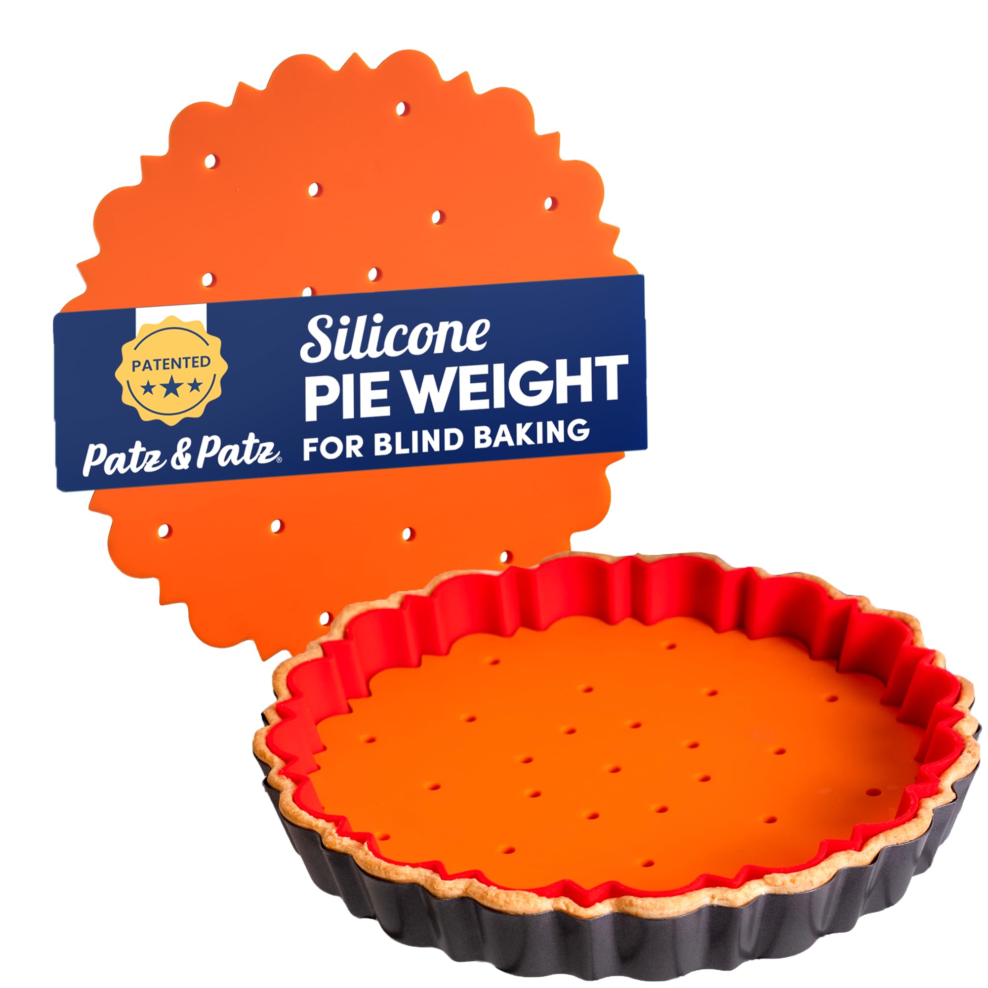 Patz & Patz PressPerfect Silicone Pie Weights - Pie Weights for Blind Baking - Pie / Tart / Quiche - Food Safe Easy Care - Tailored for TartArt 9" Tart Pan