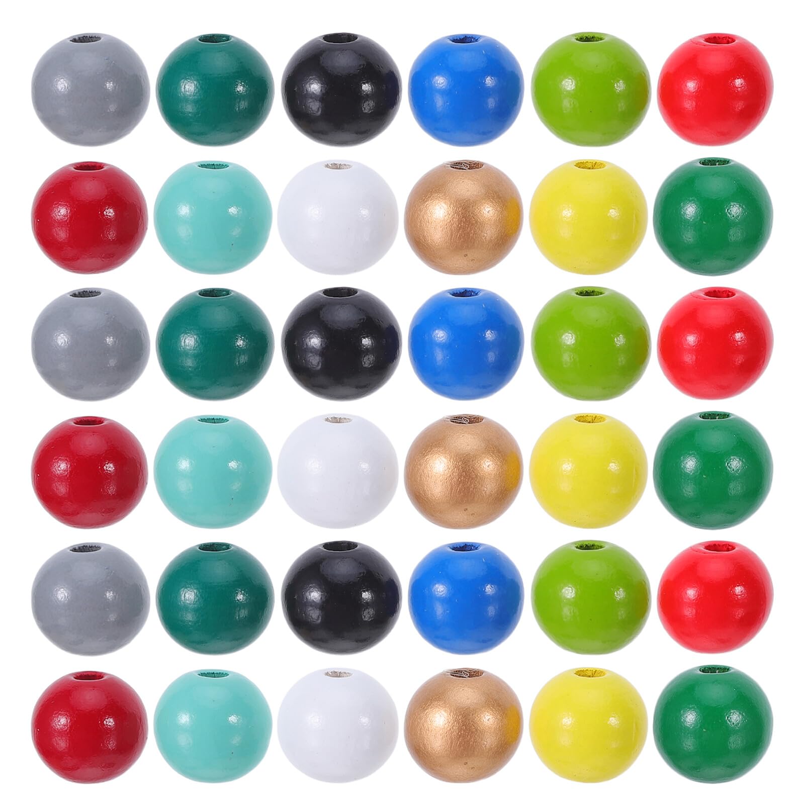 Cuentas de Madera Artesanales de 16 Mm Multicolor Orificio, 240 Piezas para Fabricación de Pulseras y Collares, Cuentas Redondas Naturales para Manualidades y Color