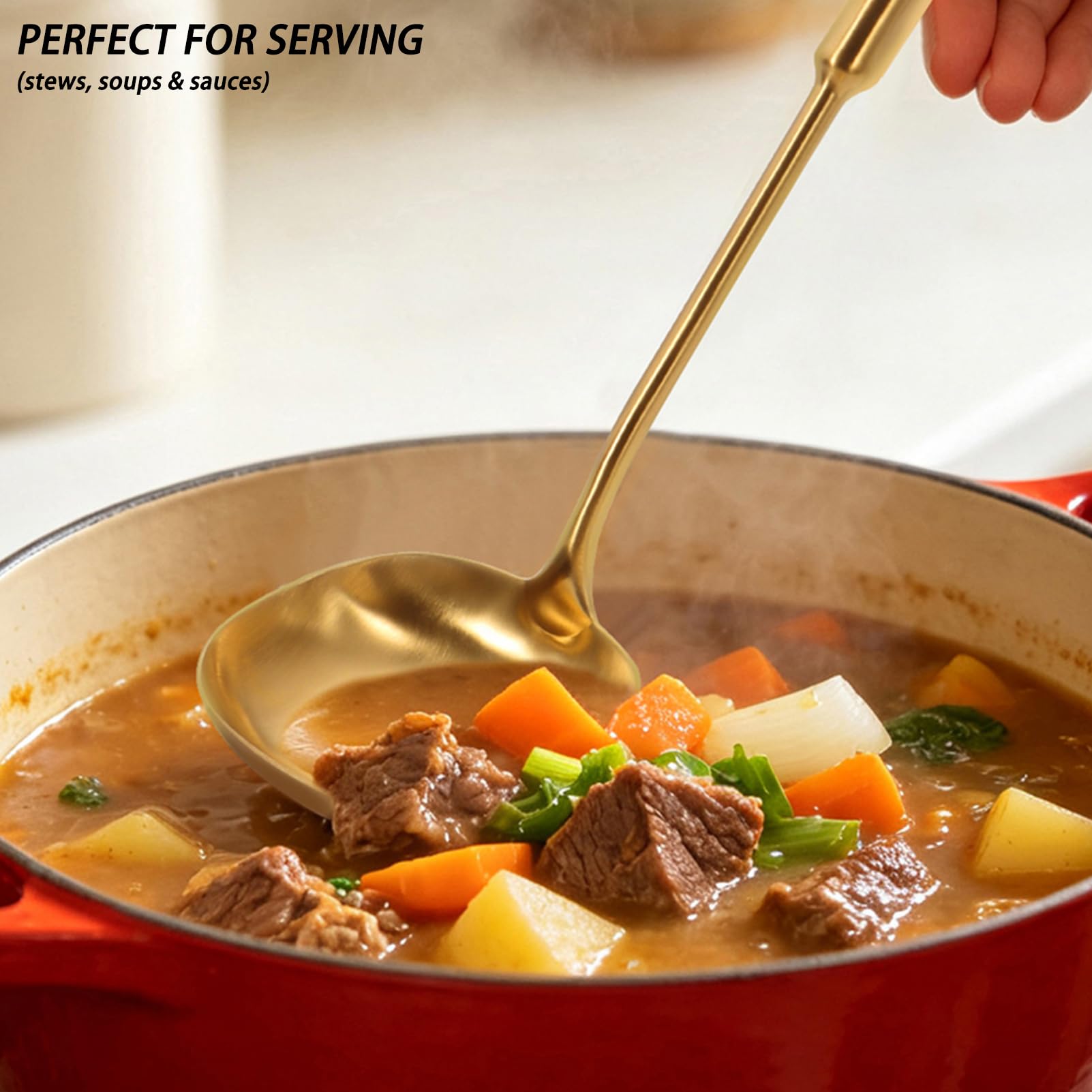 Gold Soup Ladle - 316 Stainless Steel Serving Spoon -7
