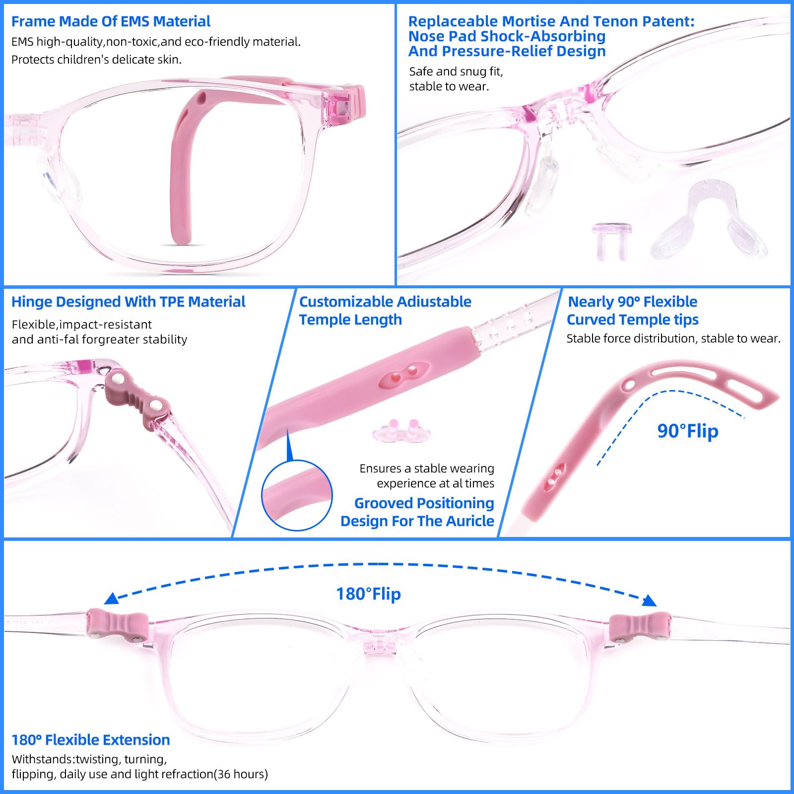 EyeBuddy Blaulichtblockierende Computerbrille für Jungen Mädchen Sport Anti-Blaulicht mit bruchsicherem Rahmen 3-13 Jahre 109-Pink, 13+, 109-Pink, 13+, 109-Rosa, 13+