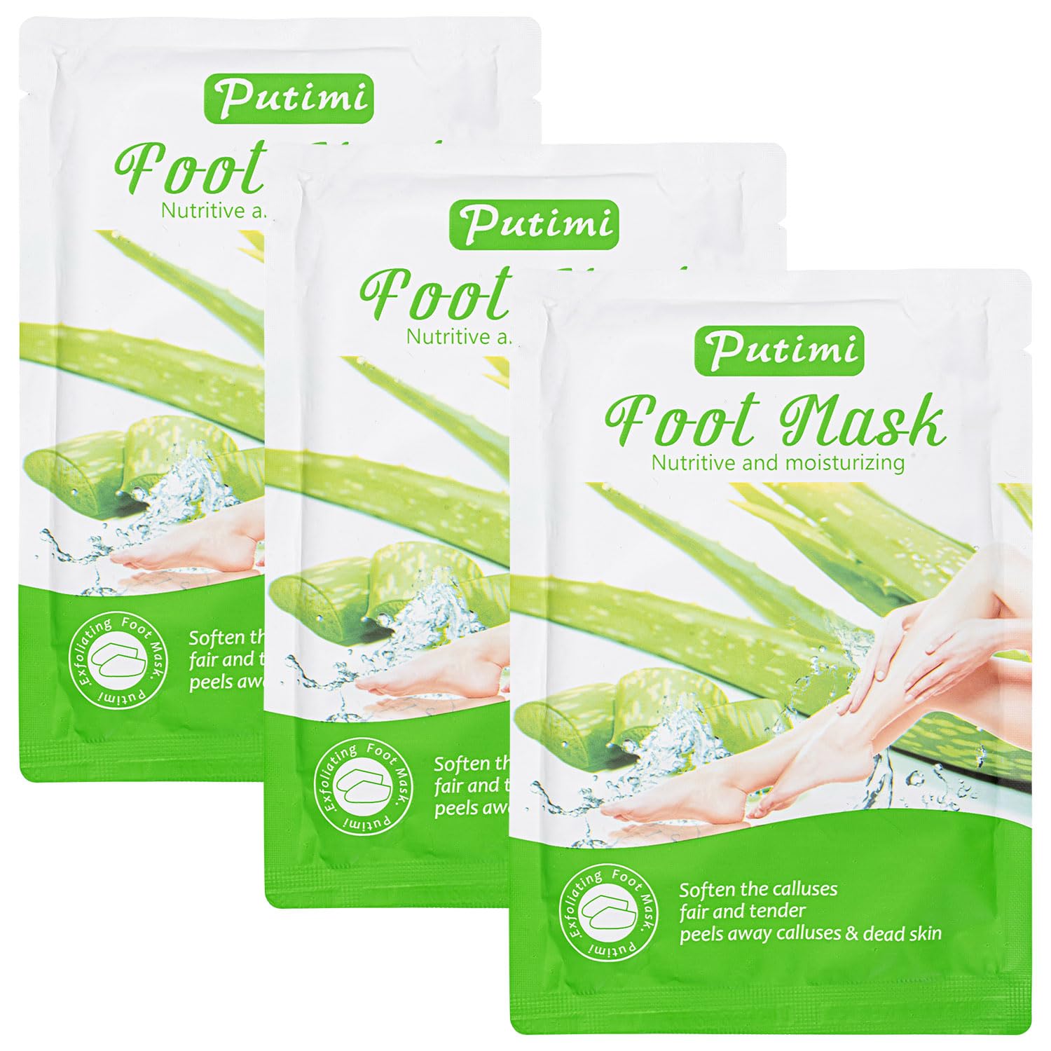 Calzini esfolianti per piedi, maschera peeling pied, confezione da 3 paia, trattamento anticalli (aloe vera)