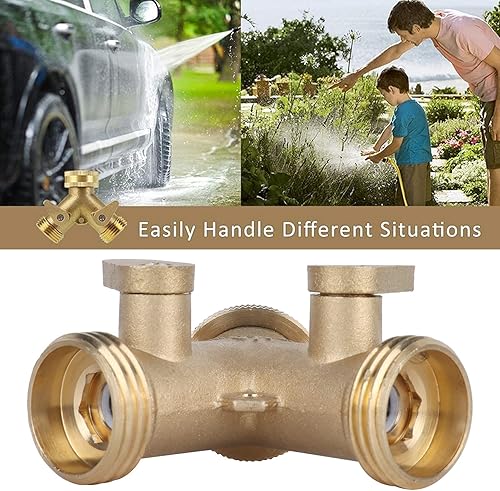 Miniatura 2 de Divisor de manguera de jardín de 2 vías, conector de manguera de jardín resistente de latón y divisor de salida para NPT 34, divisor de manguera de