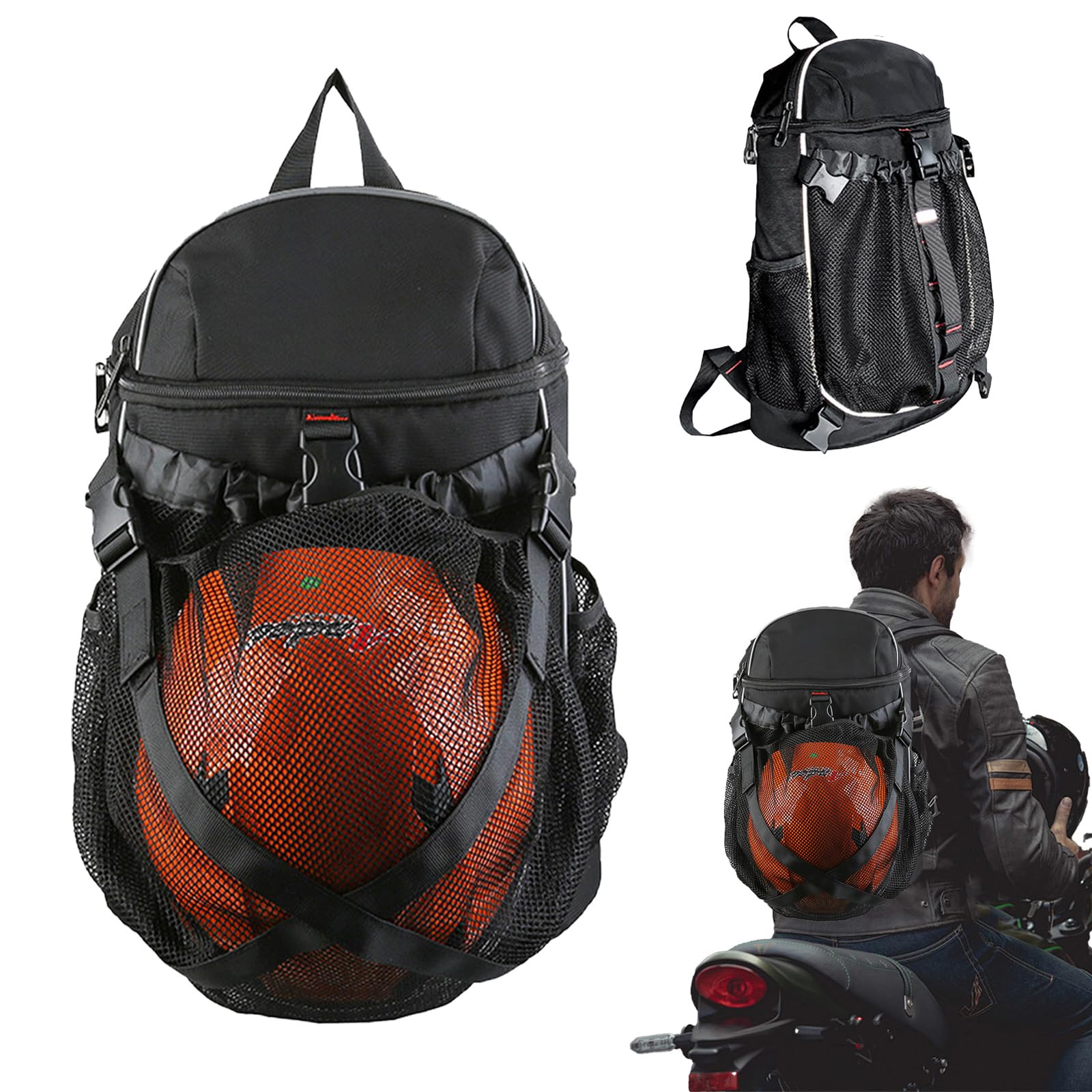 Mochila para Casco De Motocicleta, Mochila Impermeable para Motocicleta Bolsa para Casco De Gran Capacidad De 20l con Red para Casco para Cascos Y Baloncesto para Hombres Y Mujeres EquitacióN