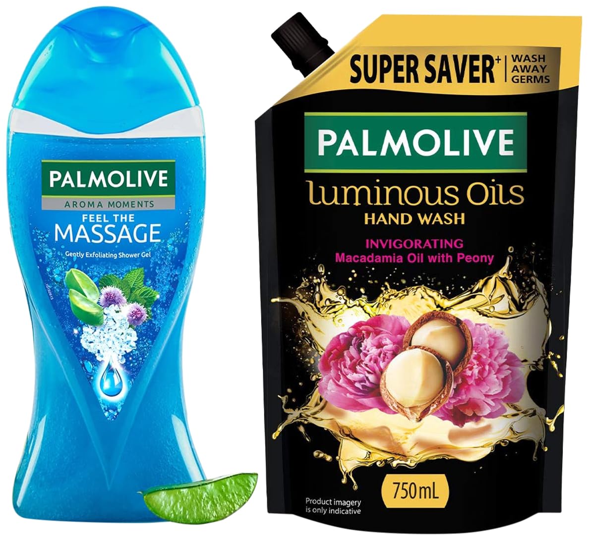 Palmolive Luminous Oils Invigorating Liquid Hand Wash, 750ml Refill Pack & Palmolive 100% Natural Thermal Minerals For Spa Like Soothing & Aromatic Skin Experience, Body Wash - 250ml