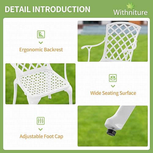 Miniatura 5 de Sillas modernas de aluminio para patio, sillas de comedor para interiores y exteriores, sillas de metal para bistró patio o restaurante, juego de 2,