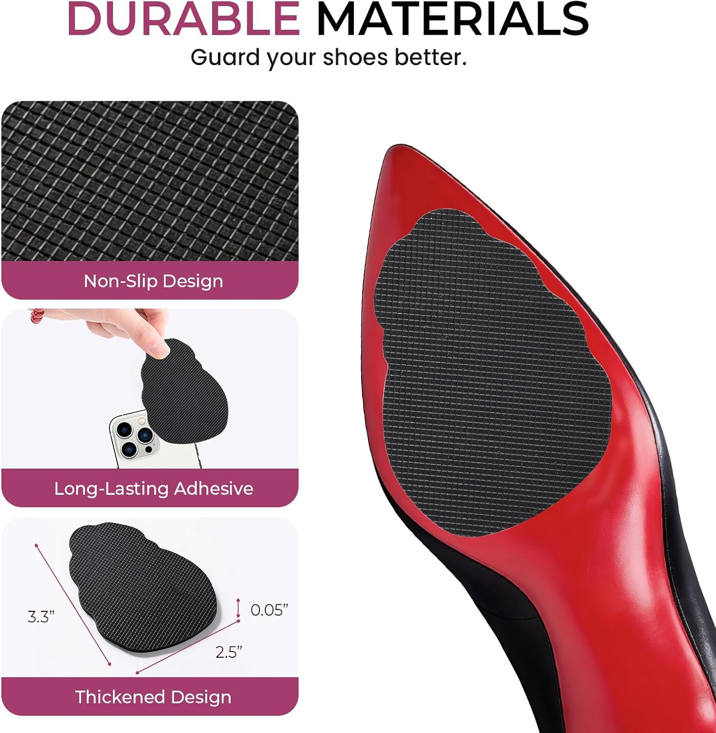 Non-Slip Shoe Sole Protector for Women Heels - Welnove Sole Protection Reduce Wear for Walking with Confidence, Enhance Grips Durable for Heels, Sandals, Flats (12 Pairs)