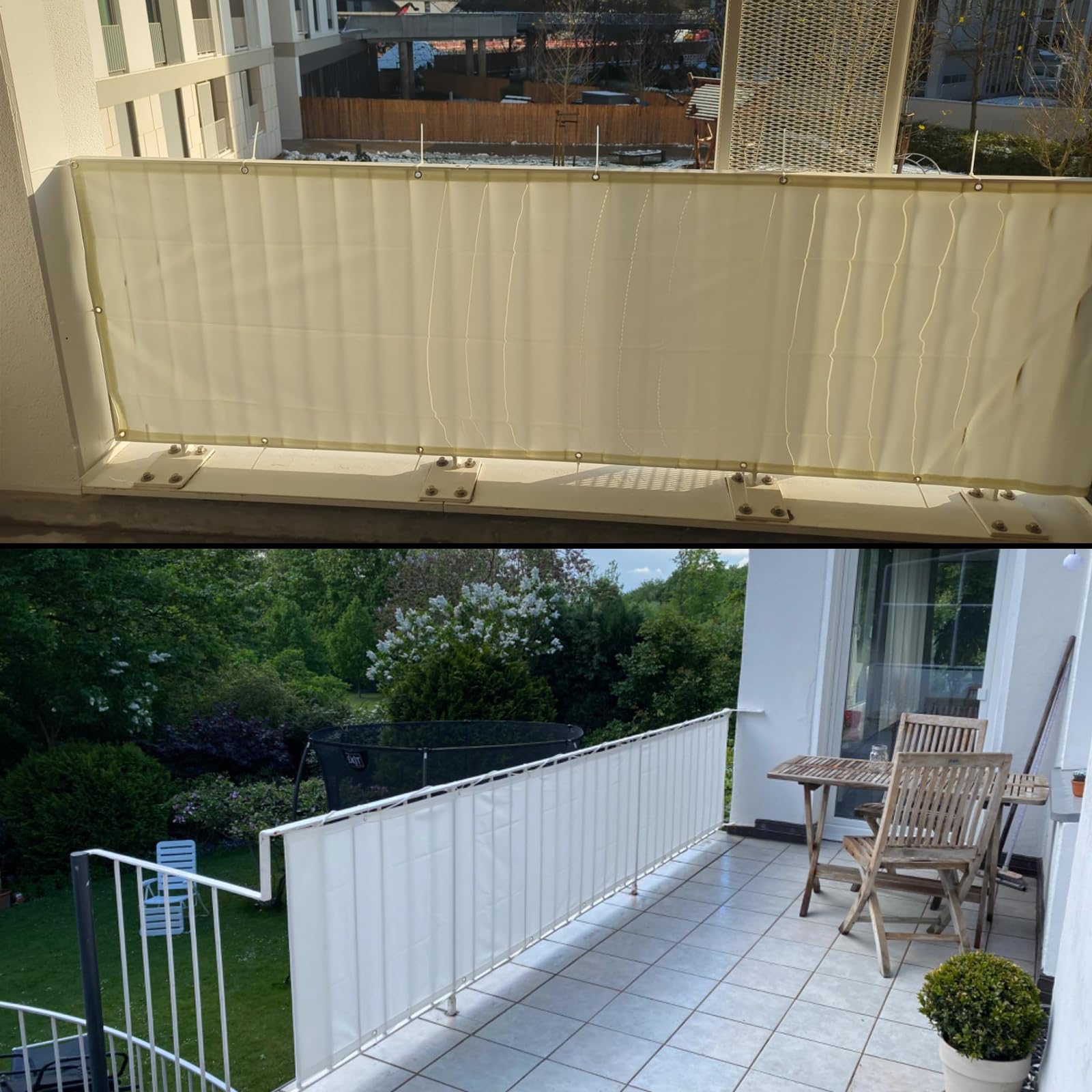 Balkon Sichtschutz Balkonumspannung 100x1000cm SichtschutzBalkon Blickdichte Windschutz und UV-Schutz wetterfester mit Kabelbinder und Kordel, für den Gartenzaun oder Balkon grau