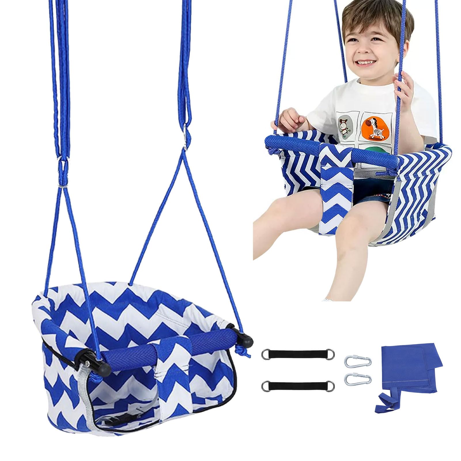 Columpio Bebe, Columpio Infantil Interior Exterior, Columpio niño con Cinturón de Seguridad, Columpio para Bebé Exterior, Hecho en la UE(Azul)