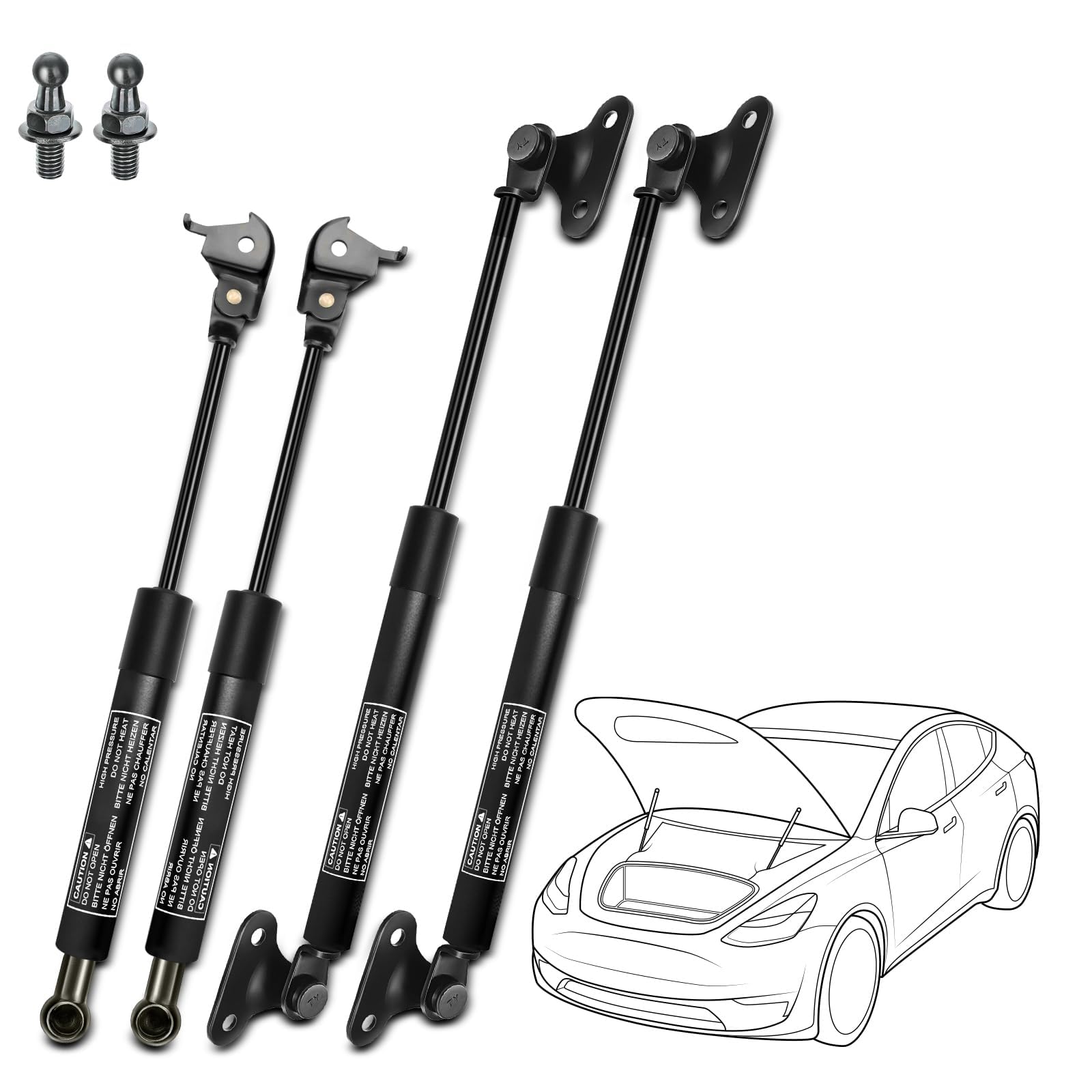 Tryagat 4 Pcs Front Bonnet and Rear Tailgate Gas Struts for Toyota Land Cruiser 1990-1997 Lexus LX450 1996-1997