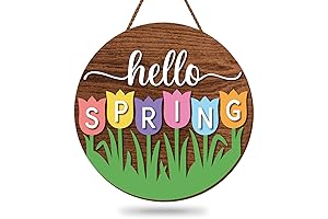 Whaline Hello Spring Wooden Hanging Sign