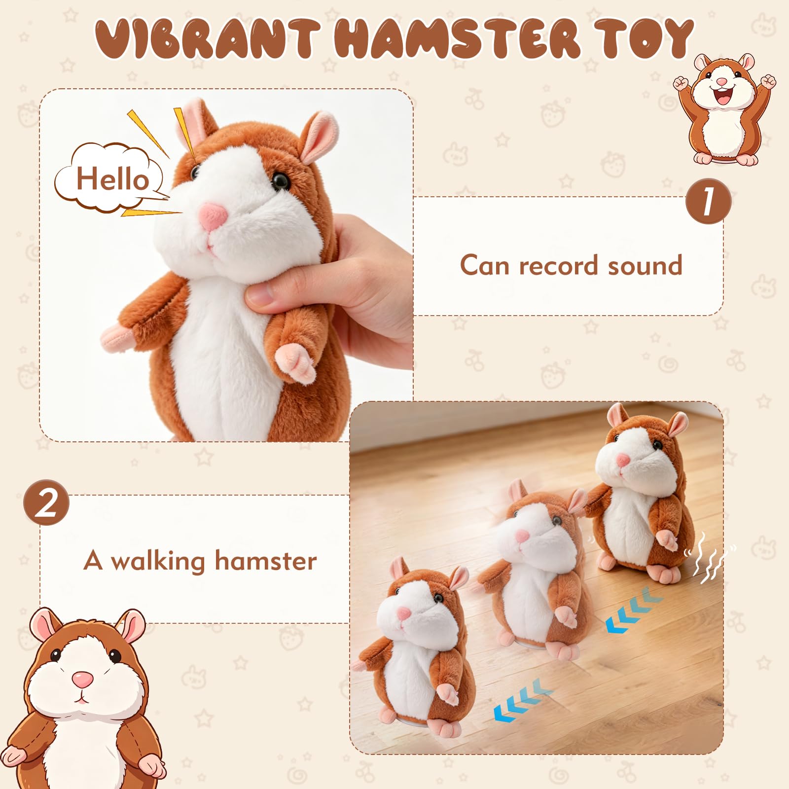 TaimeiMao Hámster Parlante,Hámster Hablando,Hamster Juguete Parlante,hámster Parlante de Peluche,hámsters Interactivo,Interactivo Juguetes de Felpa, Cumpleaños
