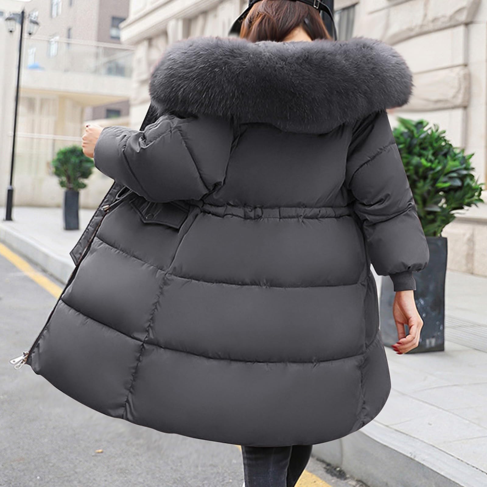 Generisch Cappotto Invernale Gravidanza Piumino Donna Invernale Medio Cappotto Piumone Leggero Donna con Cappuccio Taglie Forti Trench Sottile Manica Lunga Calda Donna
